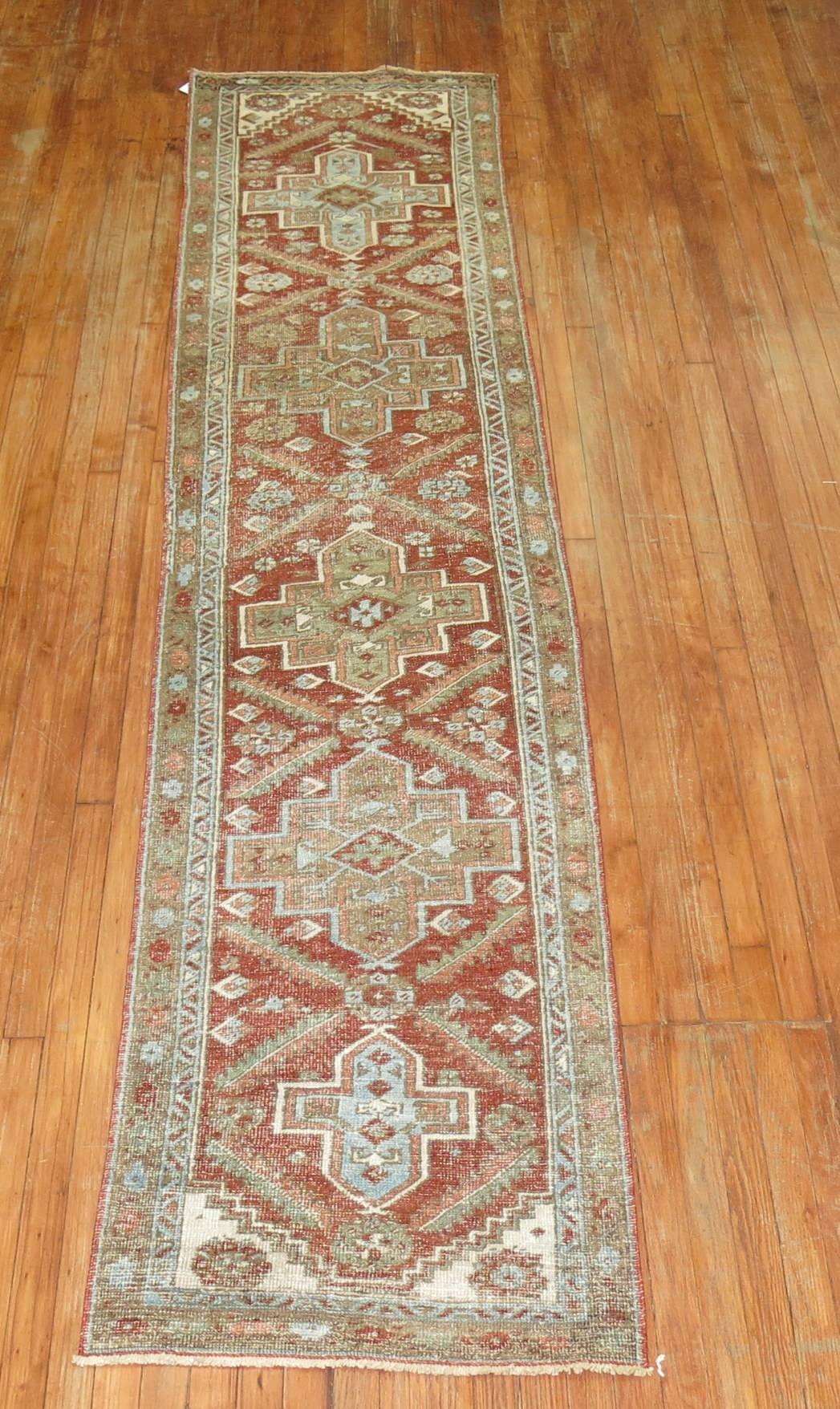 Persian Heriz one of a kind antique runner with rustic vibes

Measures: 2'4