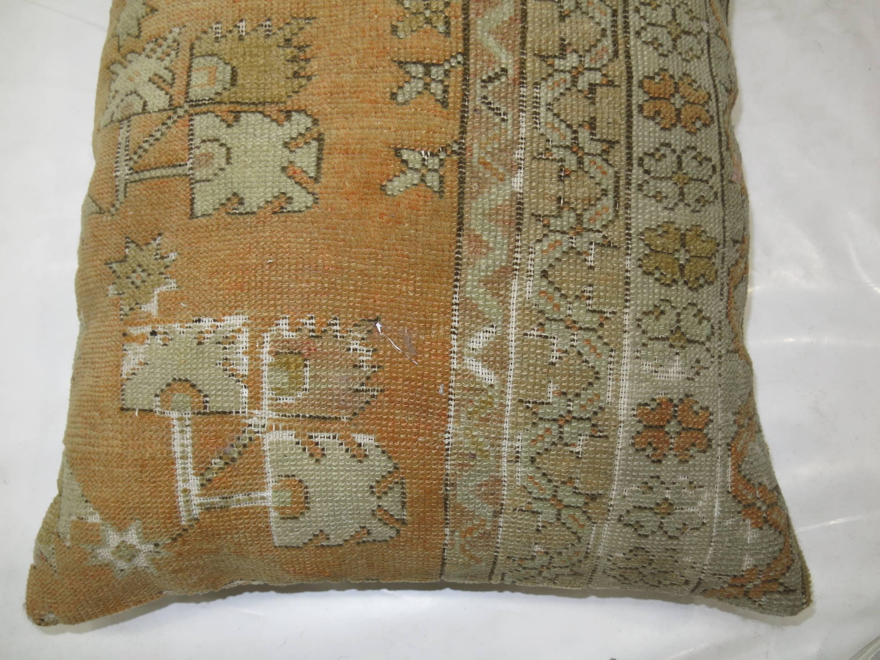 One of a kind pillow cushion from an early 20th century Turkish Rug. zipper closure and poly fill insert provided

Measures: 18