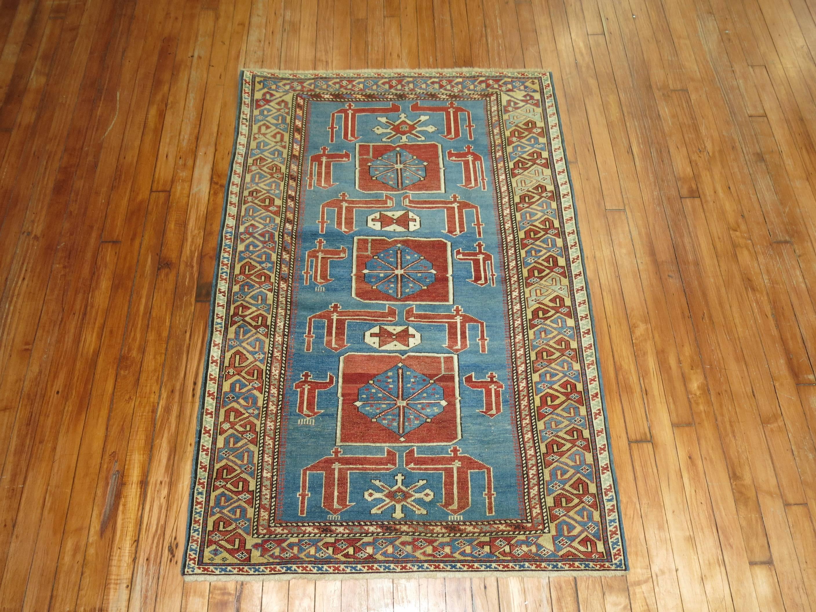 Kazak Blue Karaghashli Caucasian Rug