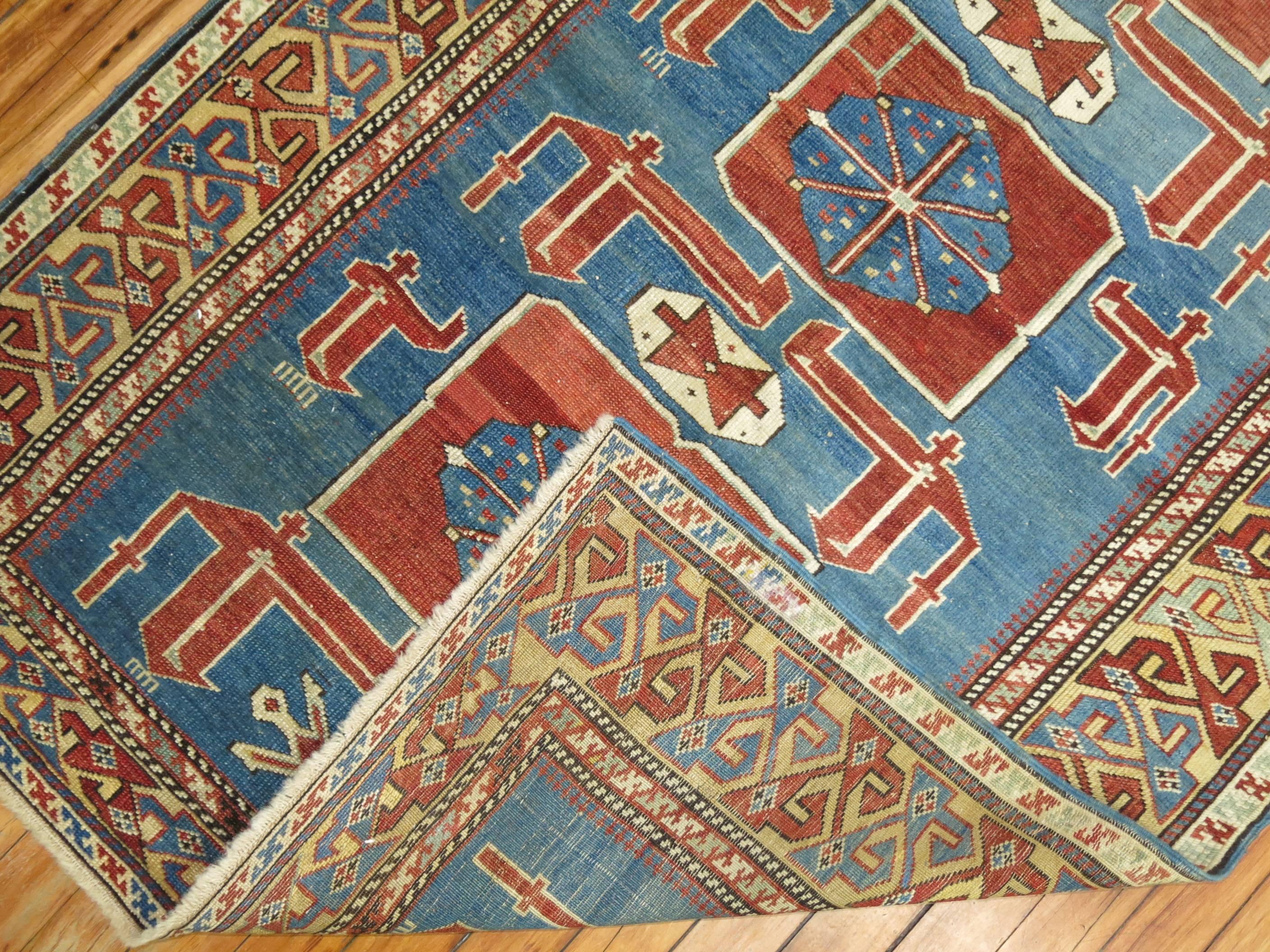Blue Karaghashli Caucasian Rug In Excellent Condition In New York, NY