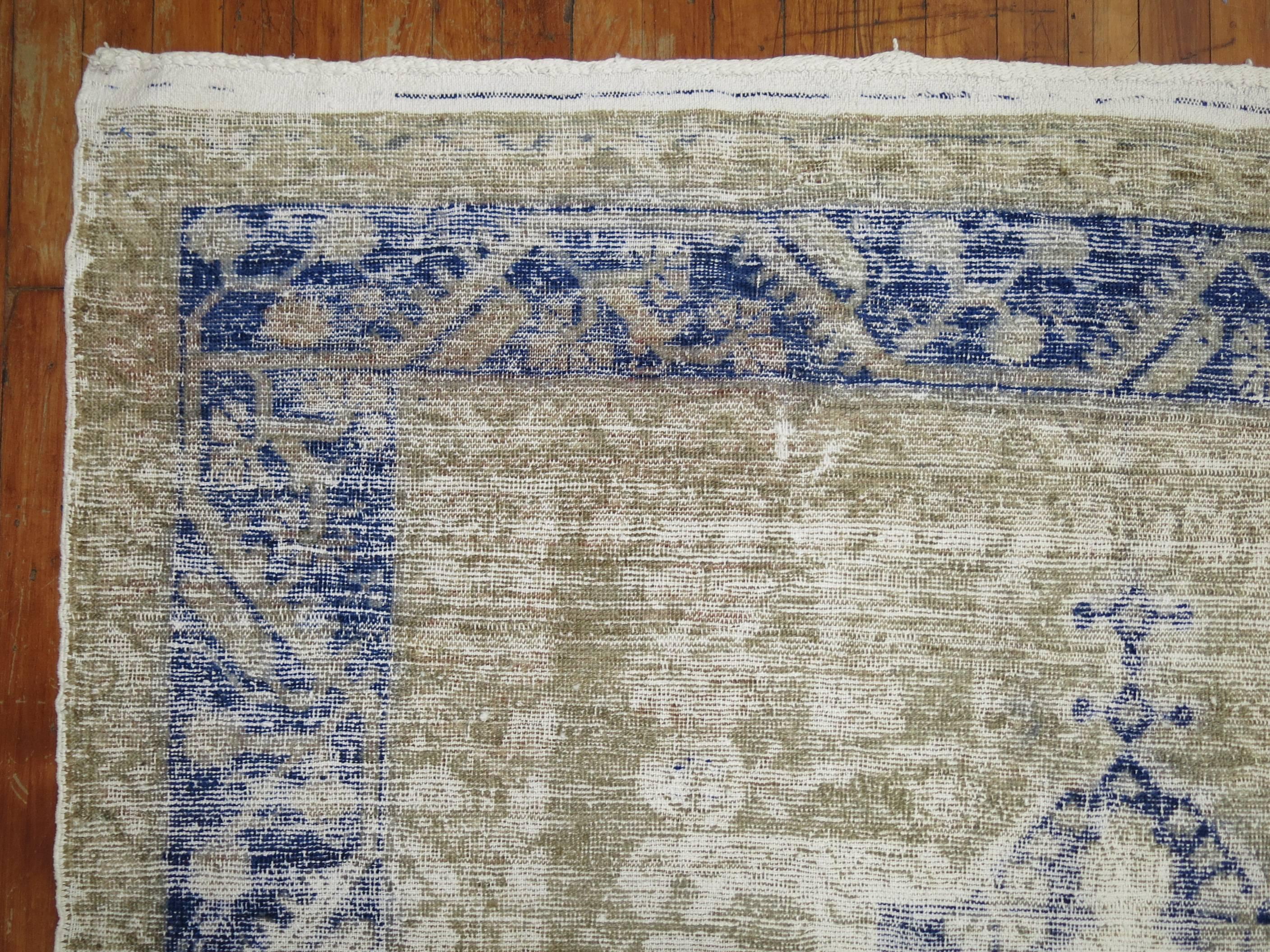 Hand-Knotted Shabby Chic Turkish Gallery Rug For Sale