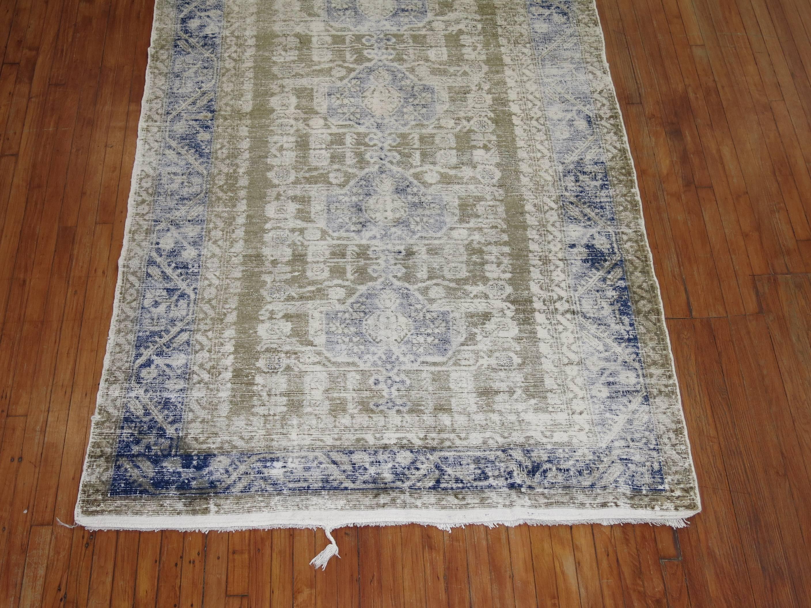 20th Century Shabby Chic Turkish Gallery Rug For Sale