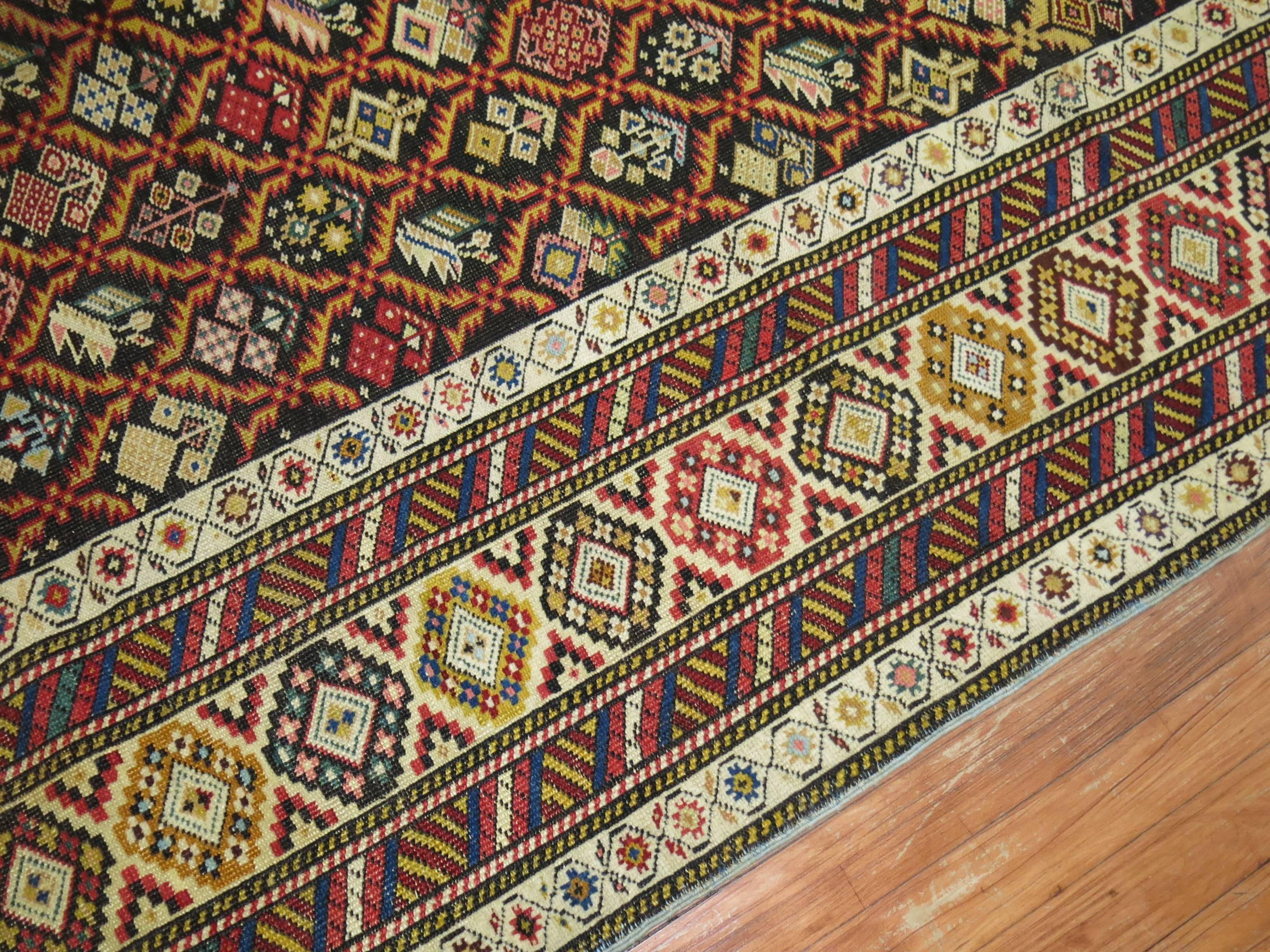 Rare Early 20th Century Hand-Woven Antique Caucasian Shirvan Rug In Excellent Condition In New York, NY