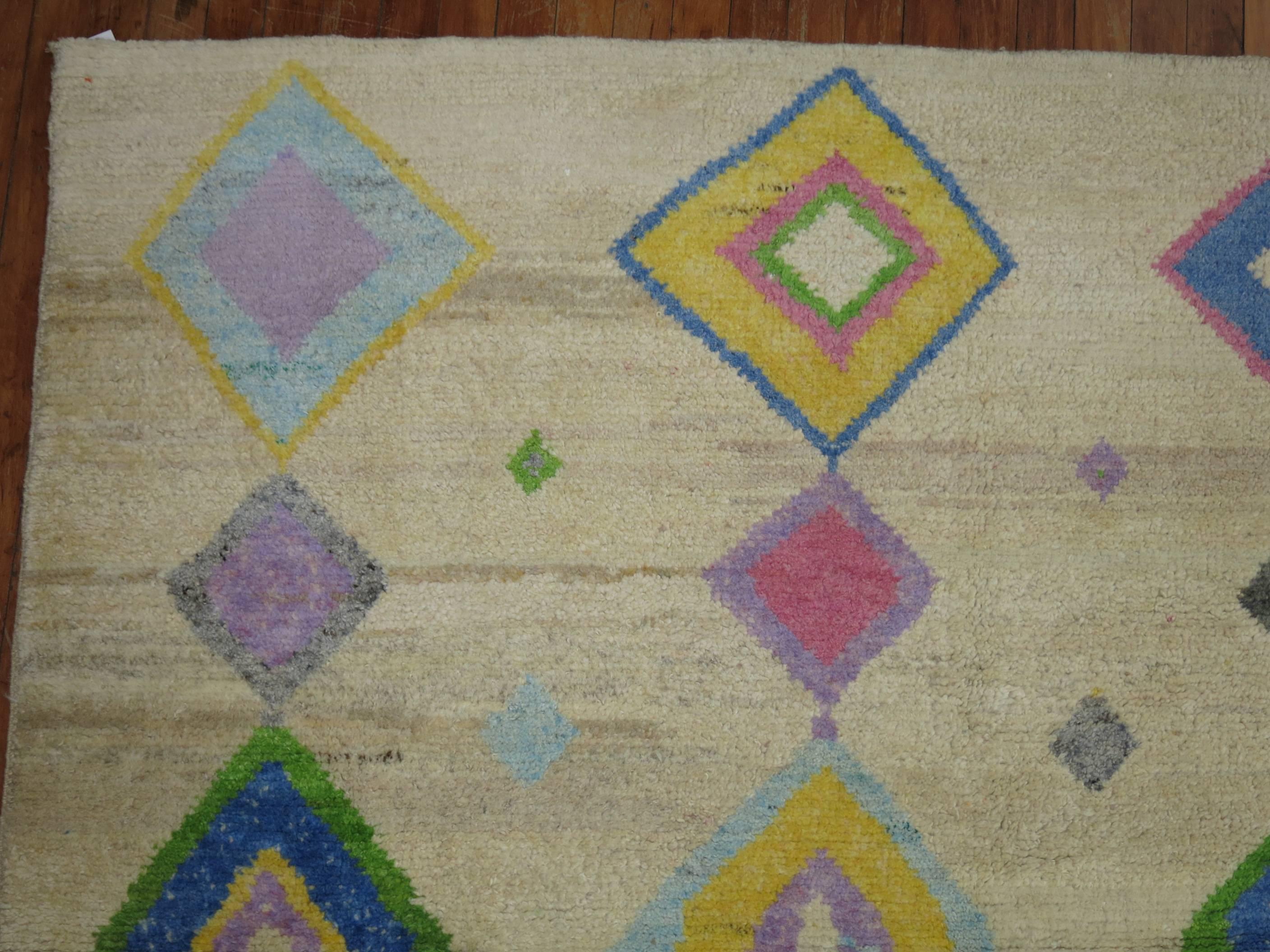 Colorful Turkish Tulu Vintage Inspired Room Size Rug In Good Condition For Sale In New York, NY