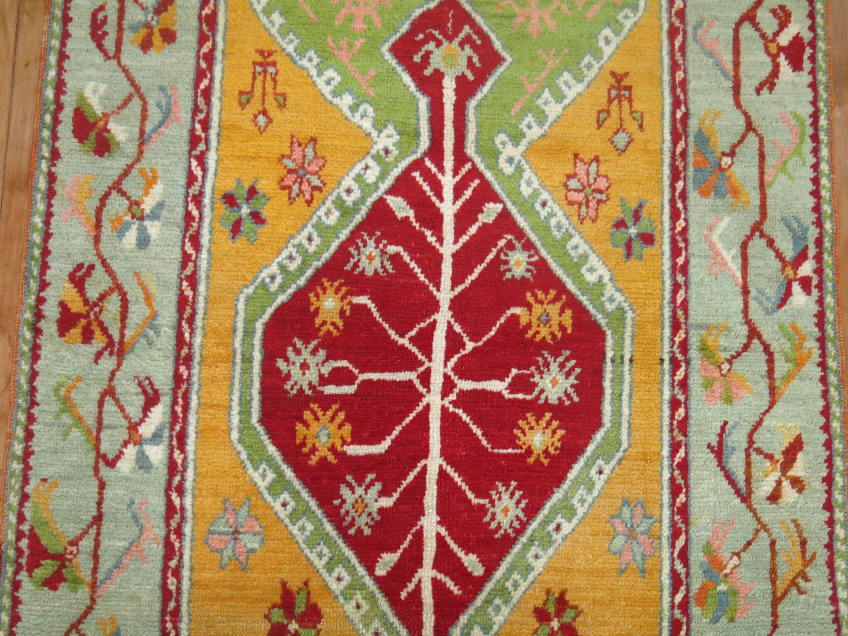 Hand-Knotted Antique Turkish Ghiordes Rug For Sale
