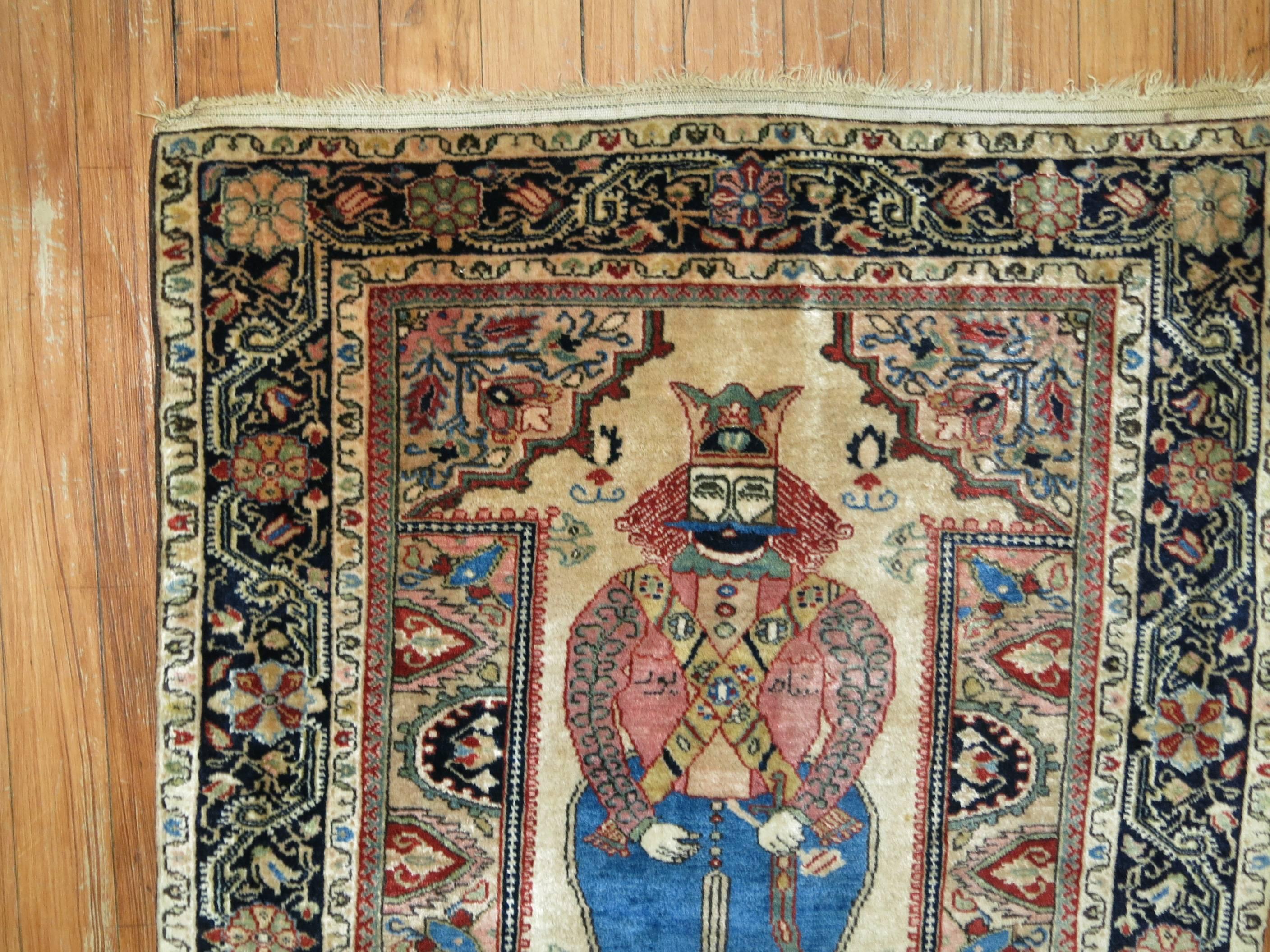 Empire Revival Antique Sarouk King Shapur Rug For Sale