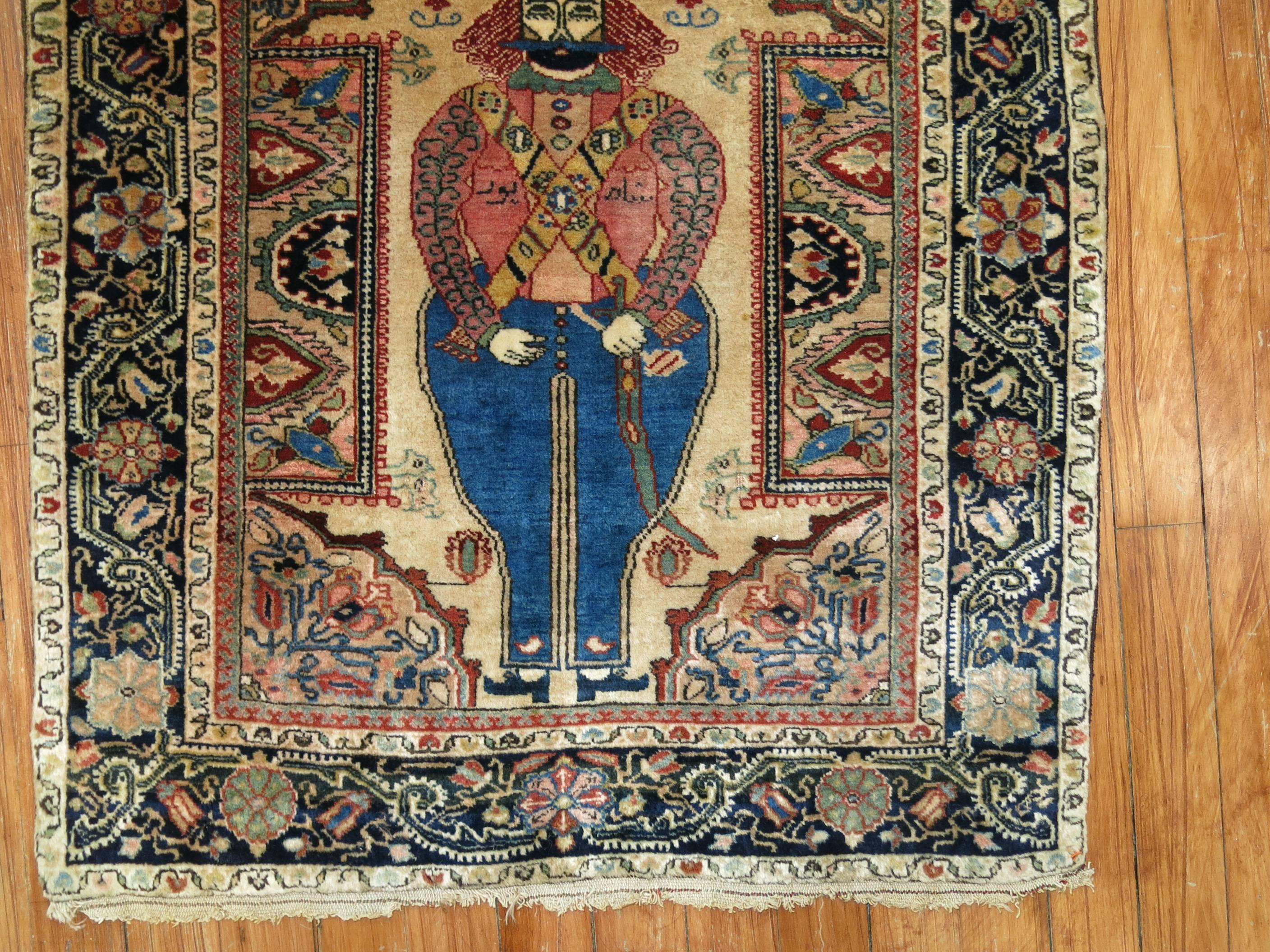 Hand-Woven Antique Sarouk King Shapur Rug For Sale