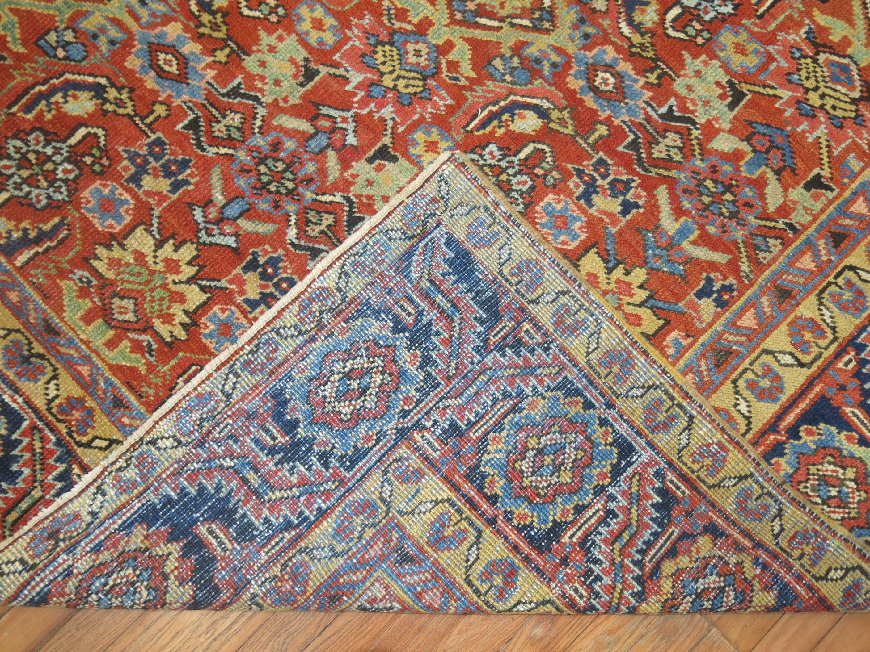 Traditional Orange Persian Heriz Herati Rug For Sale 2