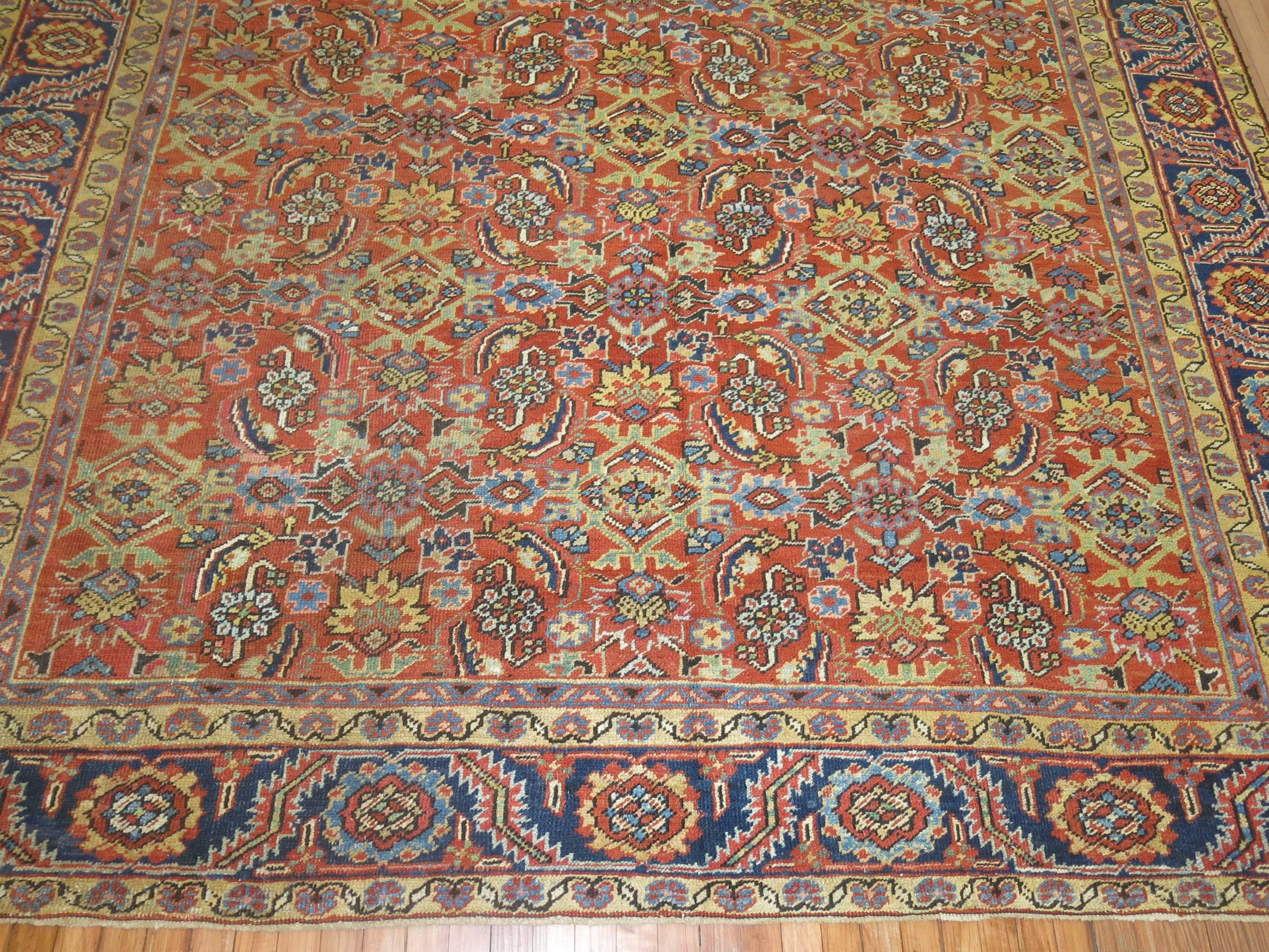 Traditional Orange Persian Heriz Herati Rug For Sale 3