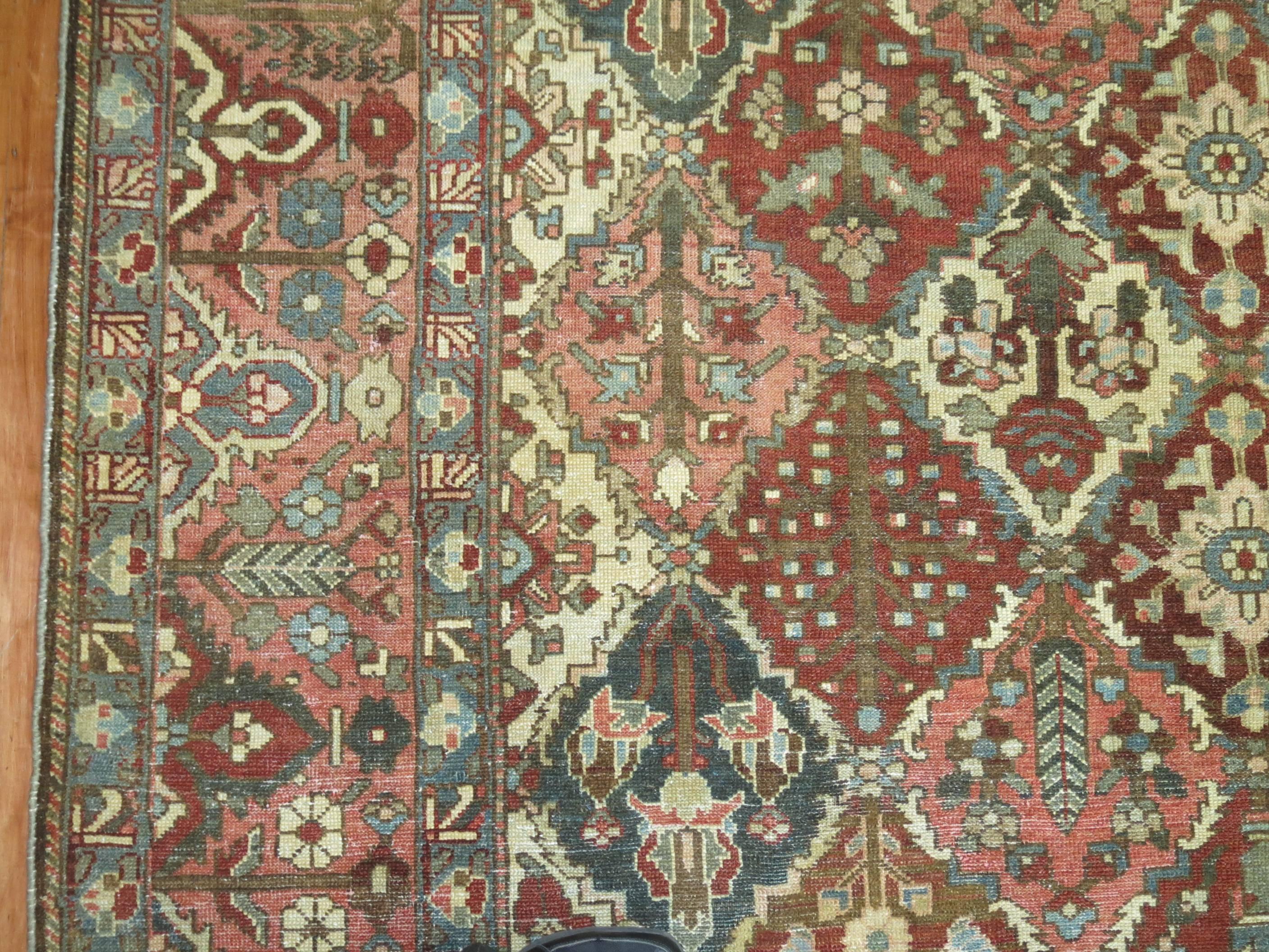 Antique Square Persian Bakhtiari Rug For Sale 1