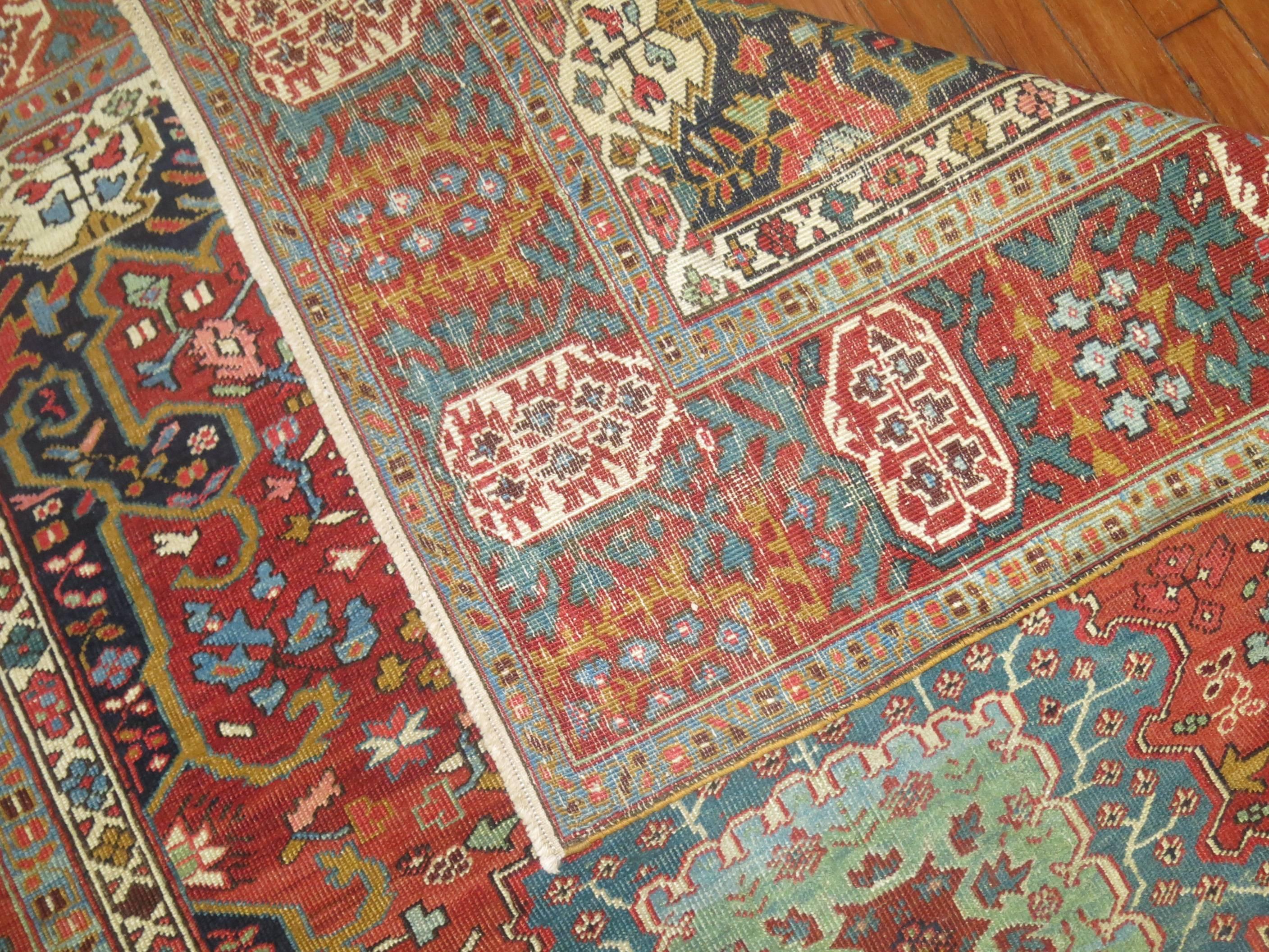 Antique Persian Serapi Foyer Size Rug In Excellent Condition For Sale In New York, NY
