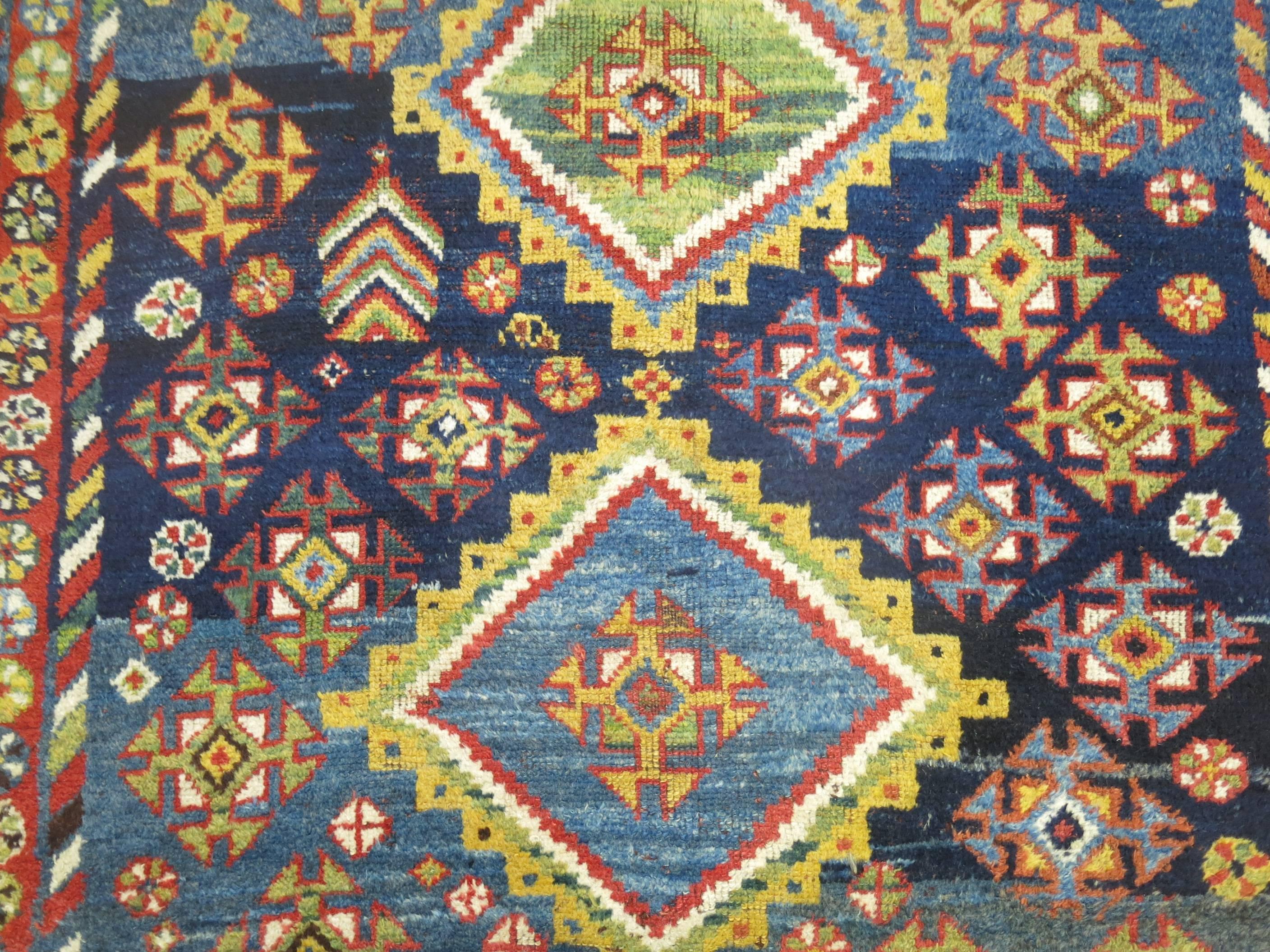 Hand-Woven Antique Colorful Persian Gabbeh Rug For Sale