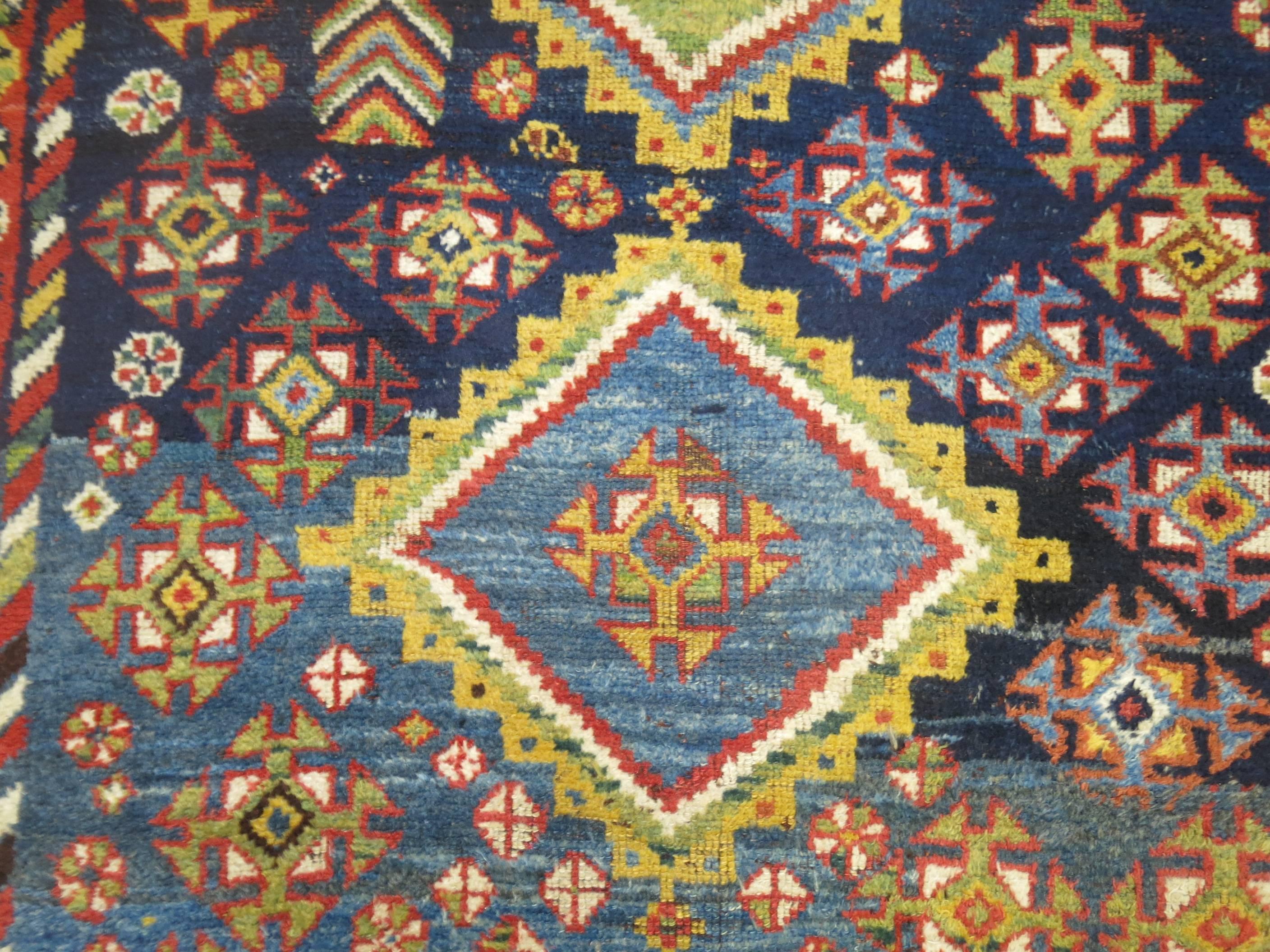 Antique Colorful Persian Gabbeh Rug In Good Condition For Sale In New York, NY