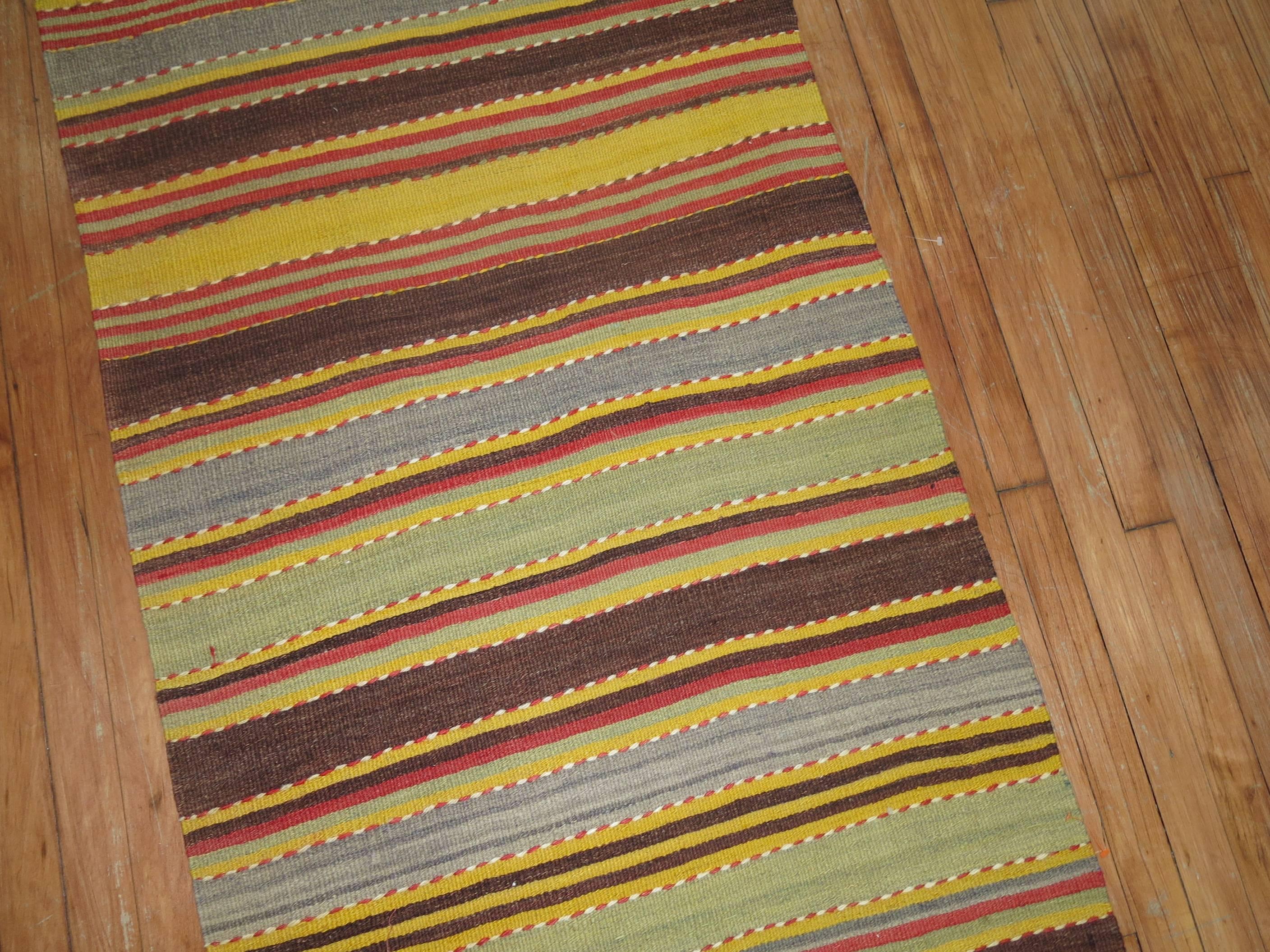 Vintage Kilim Colorful Runner In Excellent Condition In New York, NY
