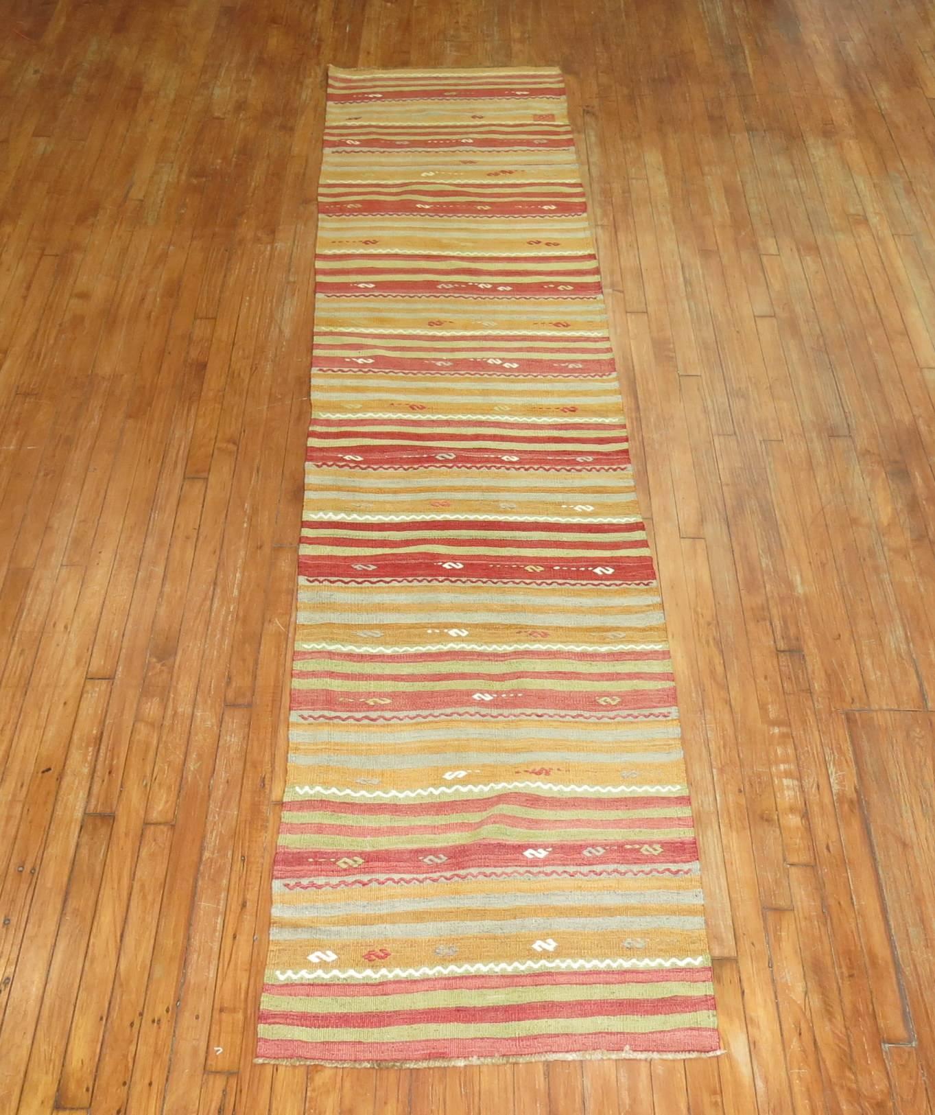A mid century Turkish Kilim runner from the mid-20th century.

Measures: 2'8