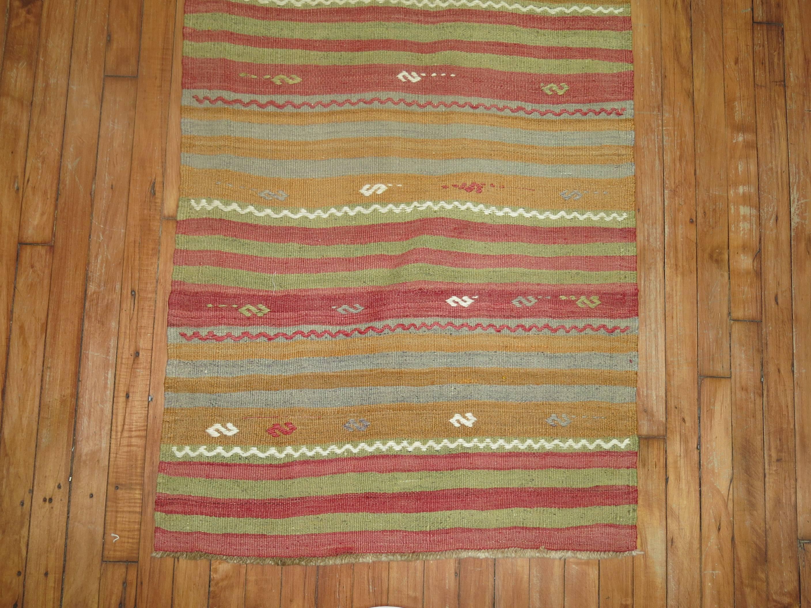 Pre-Columbian Vintage Turkish Kilim Runner, 20th Century For Sale