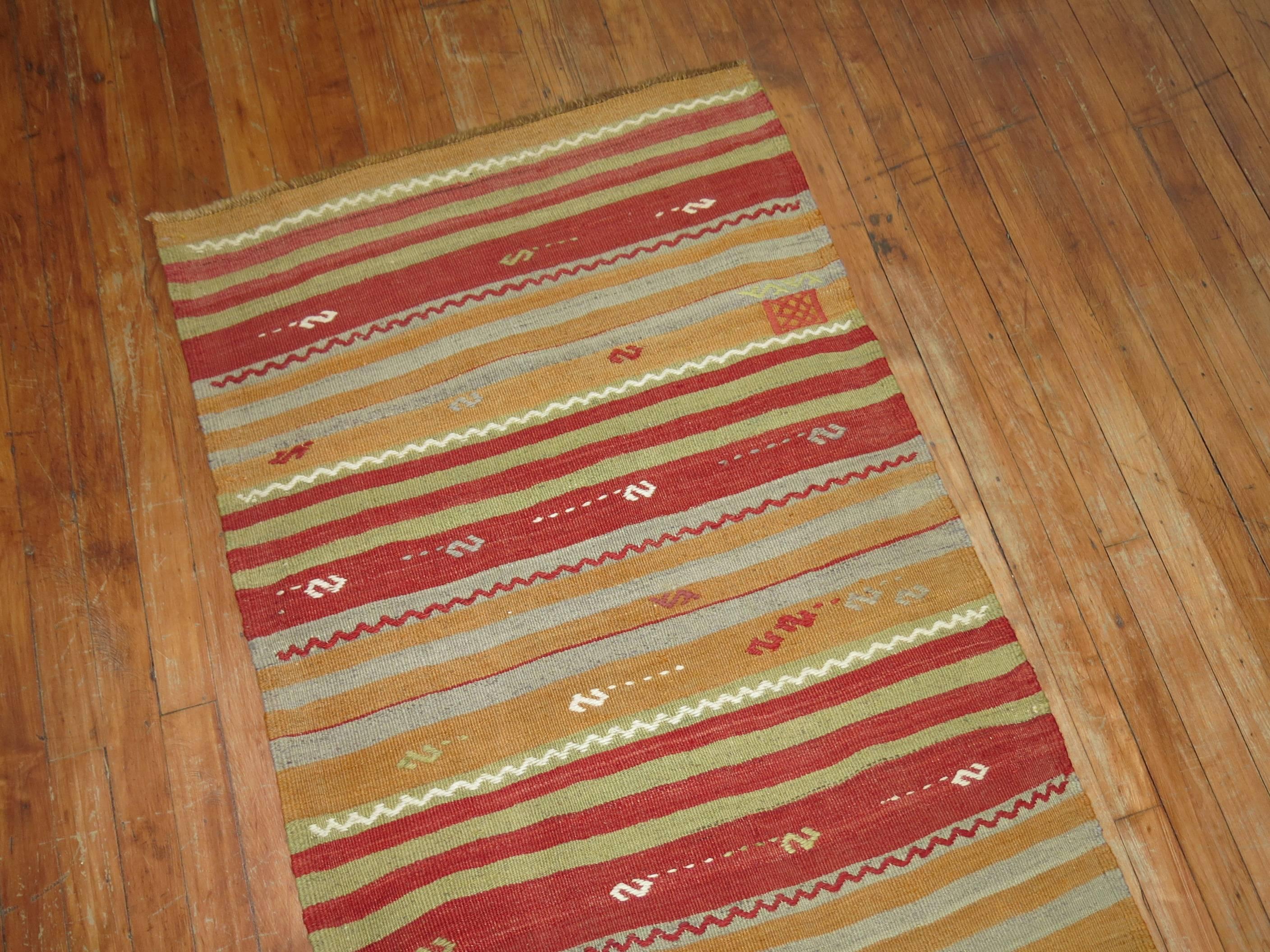Hand-Knotted Vintage Turkish Kilim Runner, 20th Century For Sale
