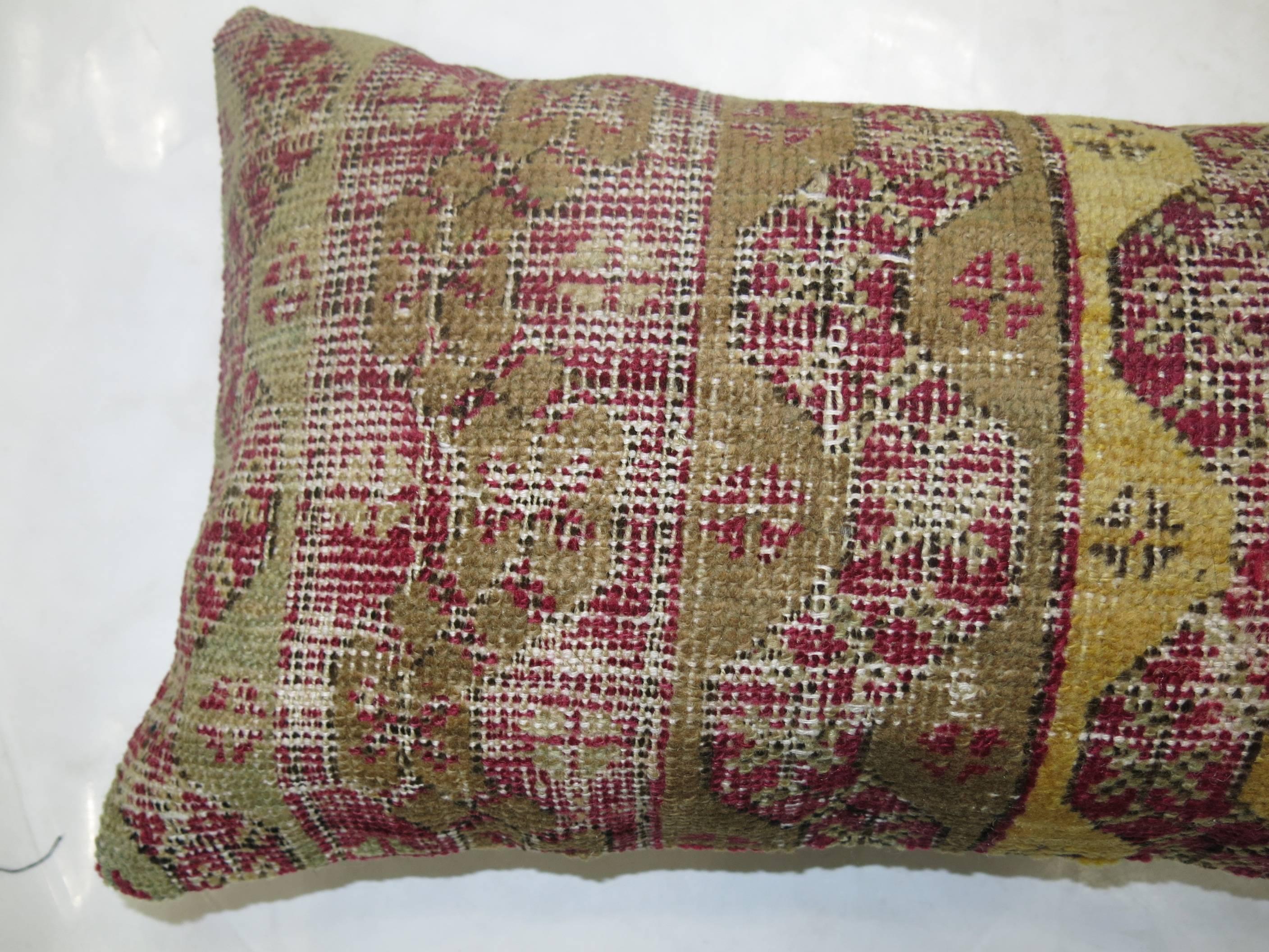 19th Century Antique Turkish Ghiordes Bolster Rug Pillow  In Good Condition For Sale In New York, NY