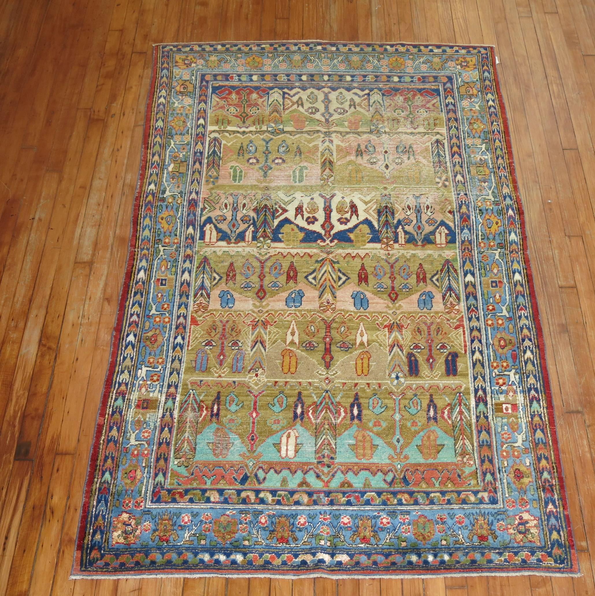 Steampunk Part Silk and Wool Antique Mysterious Samarkand Khotan Rug