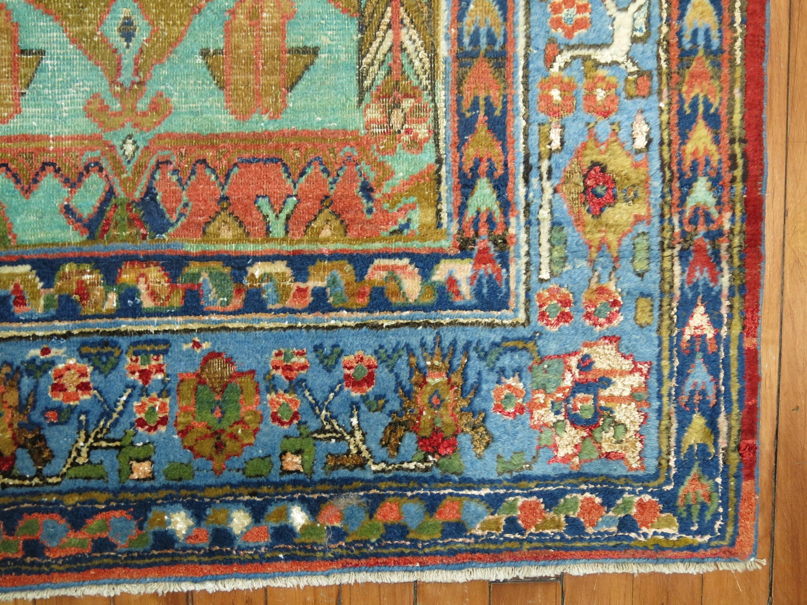 East Turkestani Part Silk and Wool Antique Mysterious Samarkand Khotan Rug