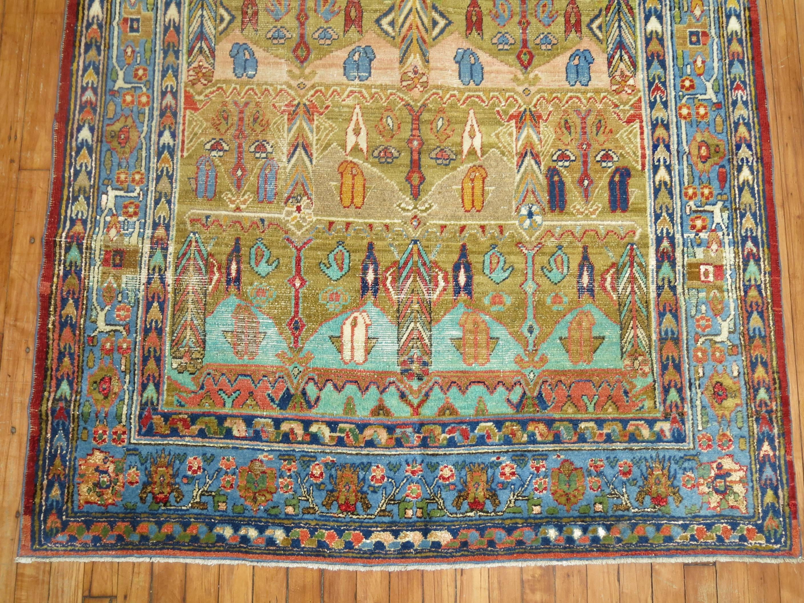 Part Silk and Wool Antique Mysterious Samarkand Khotan Rug In Excellent Condition In New York, NY