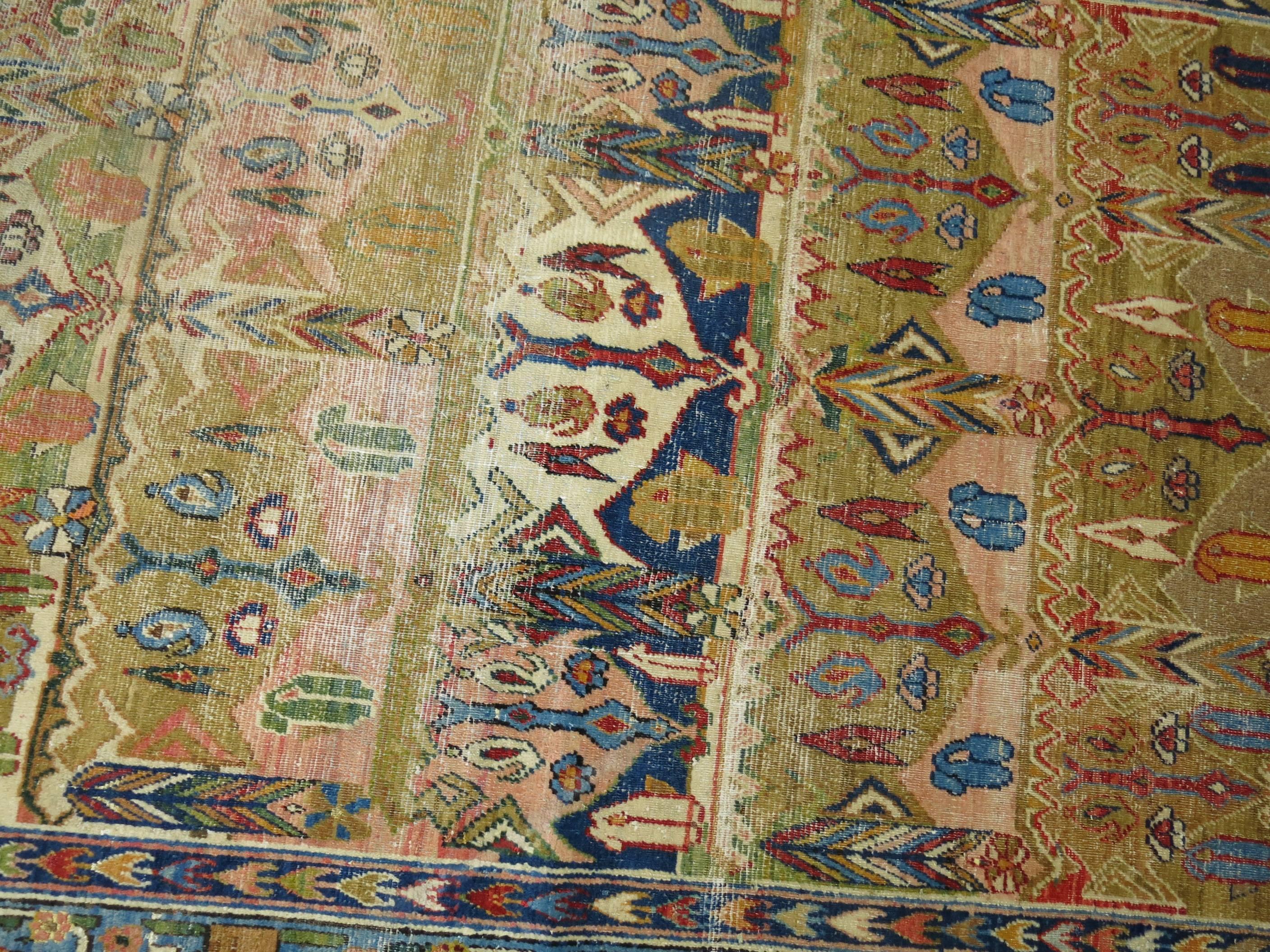 Part Silk and Wool Antique Mysterious Samarkand Khotan Rug 3