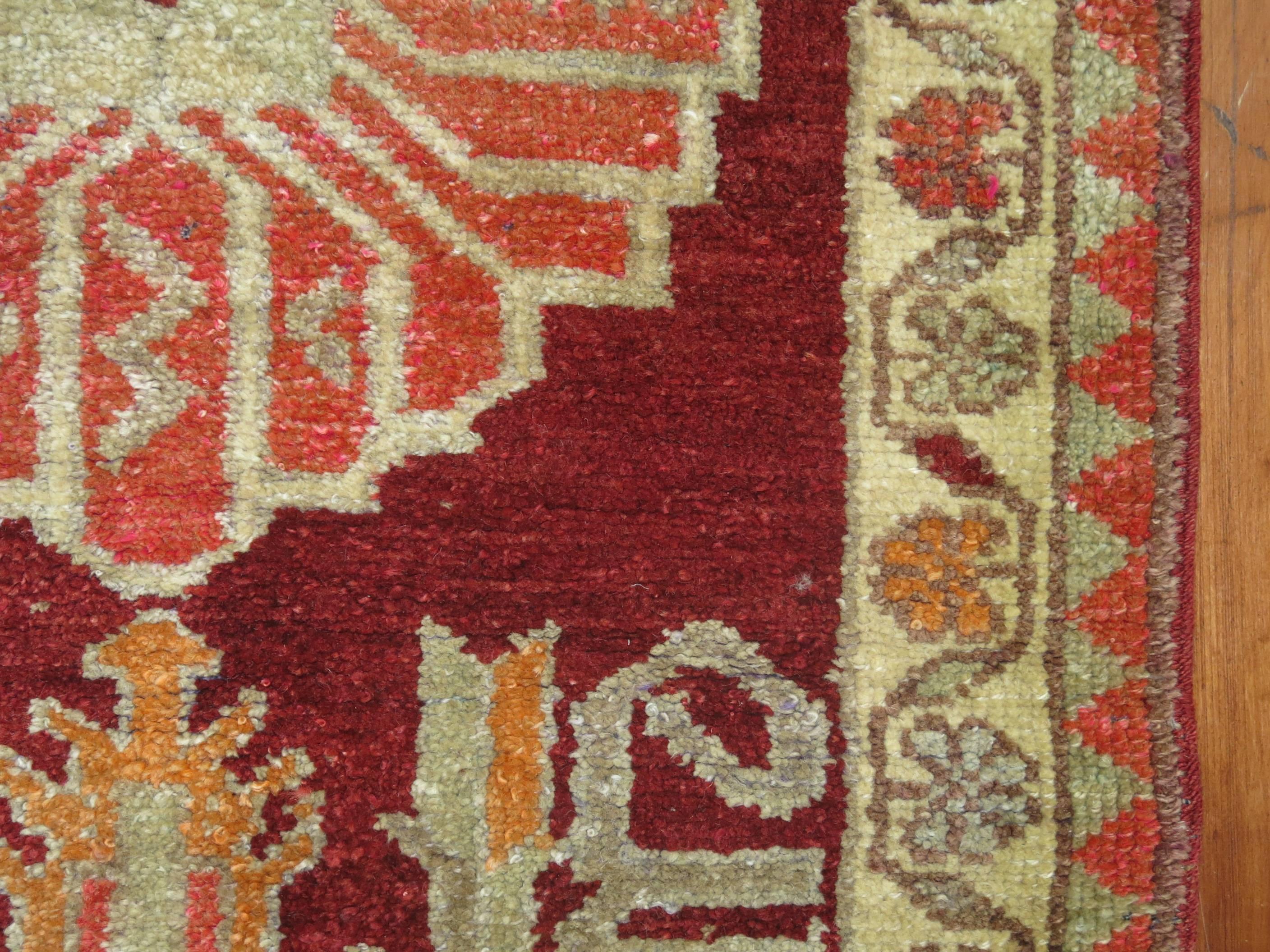 Hand-Woven Vintage Turkish Anatolian Red Runner For Sale