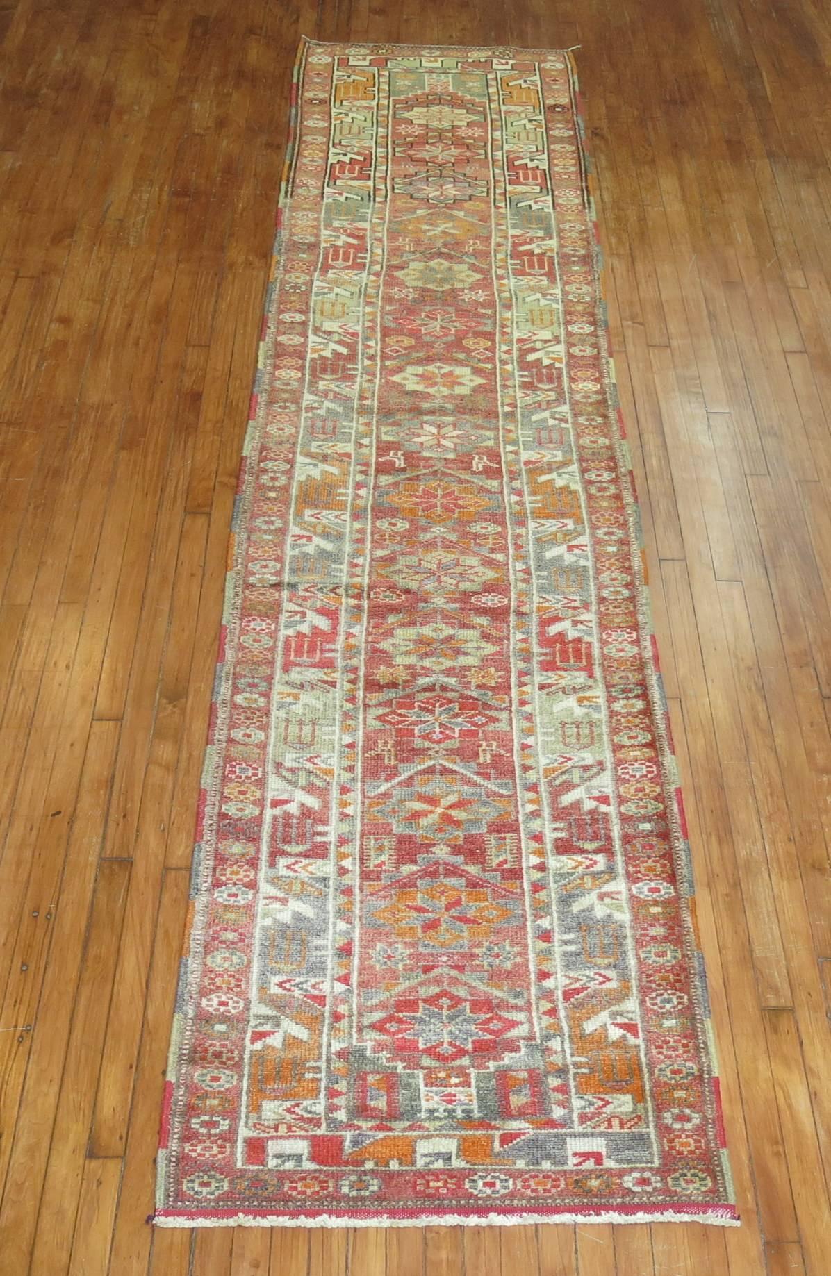 One of a kind colorful Turkish Anatolian runner.