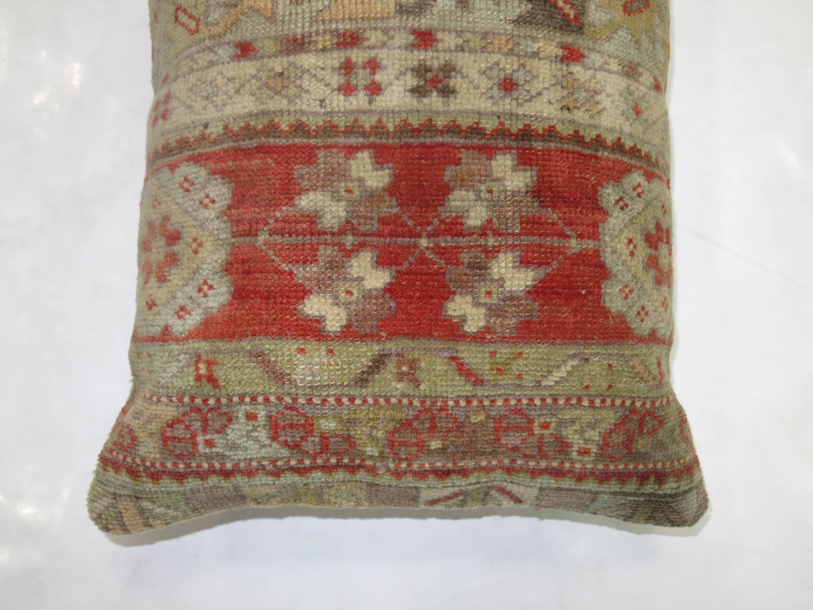 Oushak Antique Turkish Sivas Rug Pillow For Sale