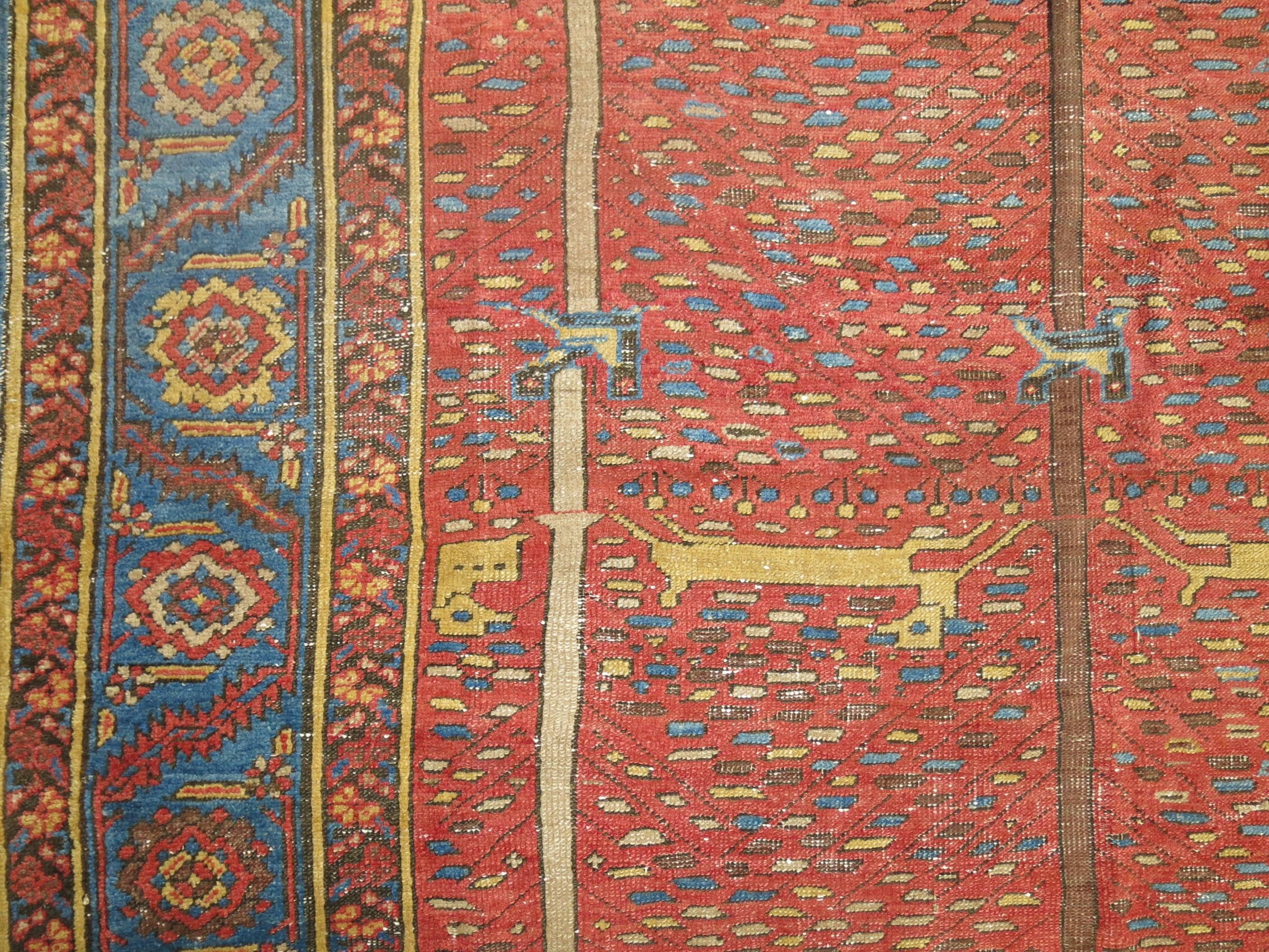 Wool Pictorial Bakshaish Animal Motif Rug, Northwest Persia For Sale
