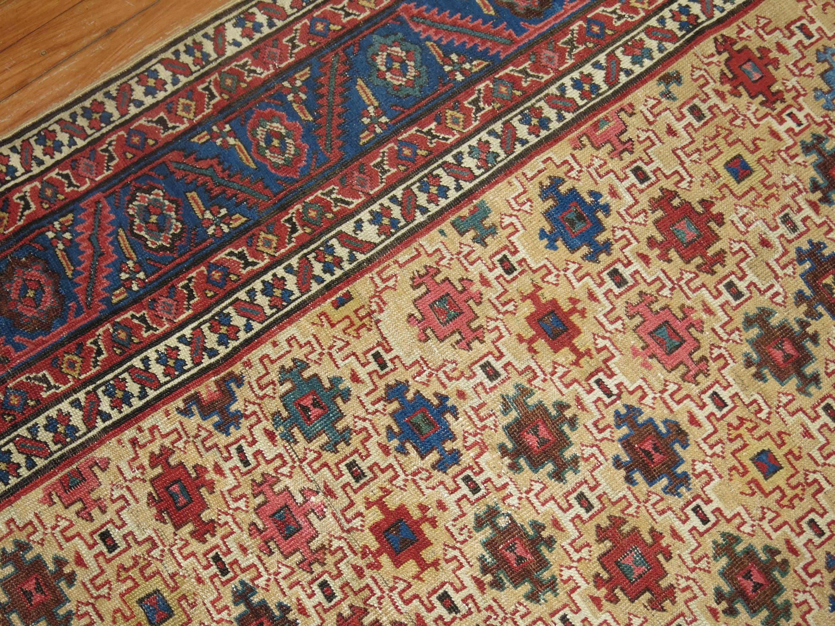 Hand-Woven Antique Persian Square Bakshaish Rug For Sale