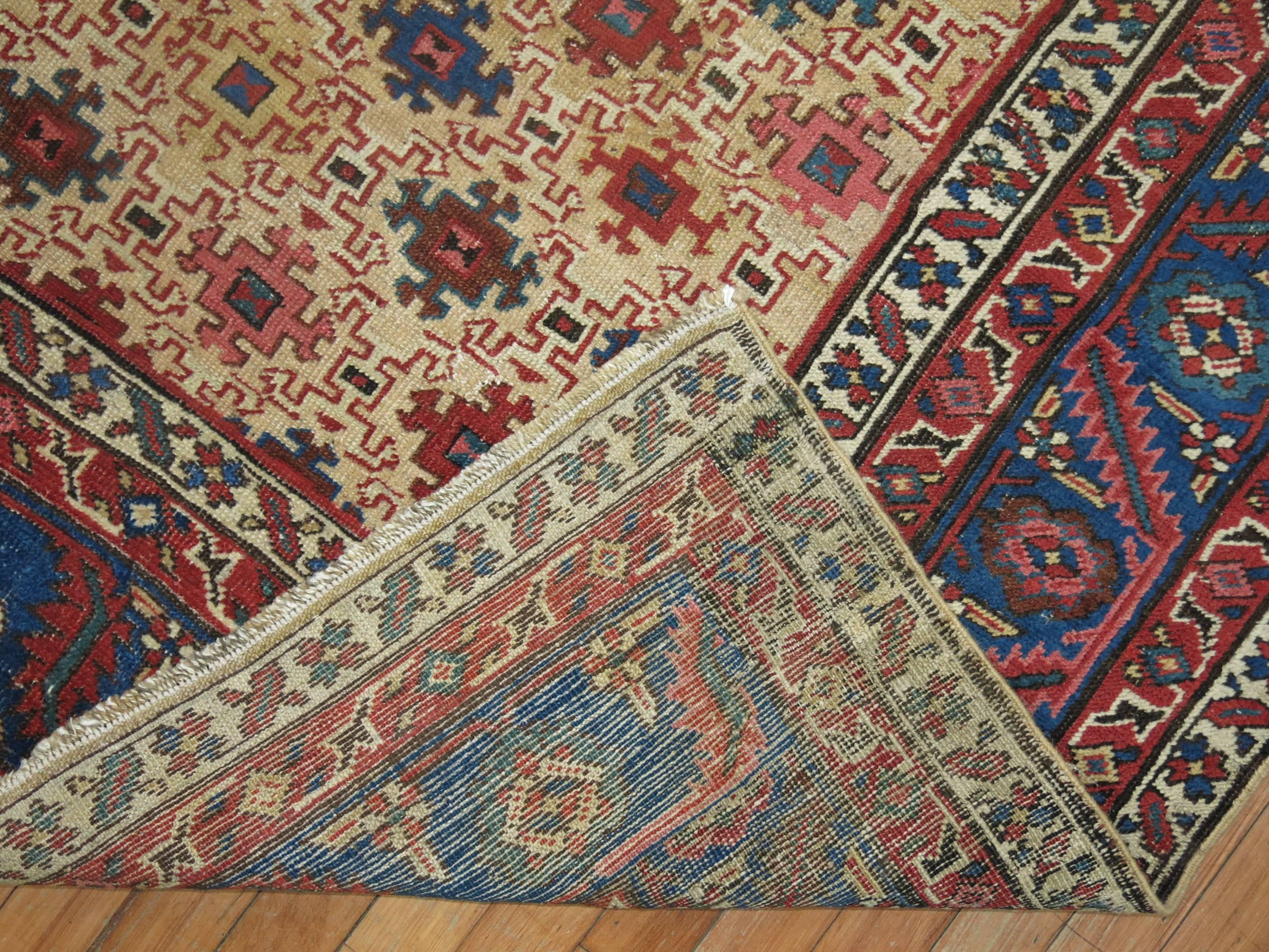 Antique Persian Square Bakshaish Rug In Excellent Condition For Sale In New York, NY