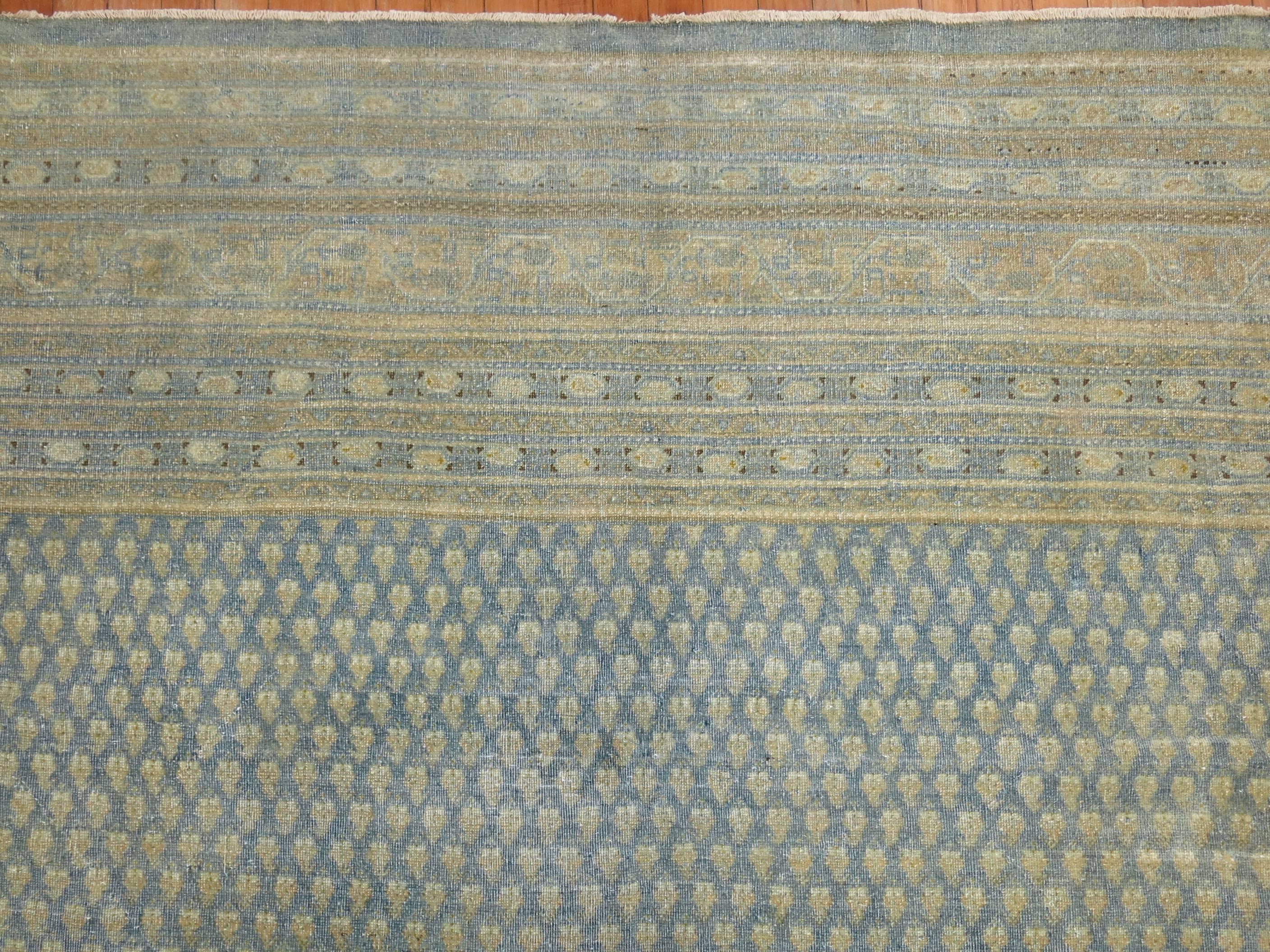 Wool Aqua Blue Persian Seraband Antique Rug