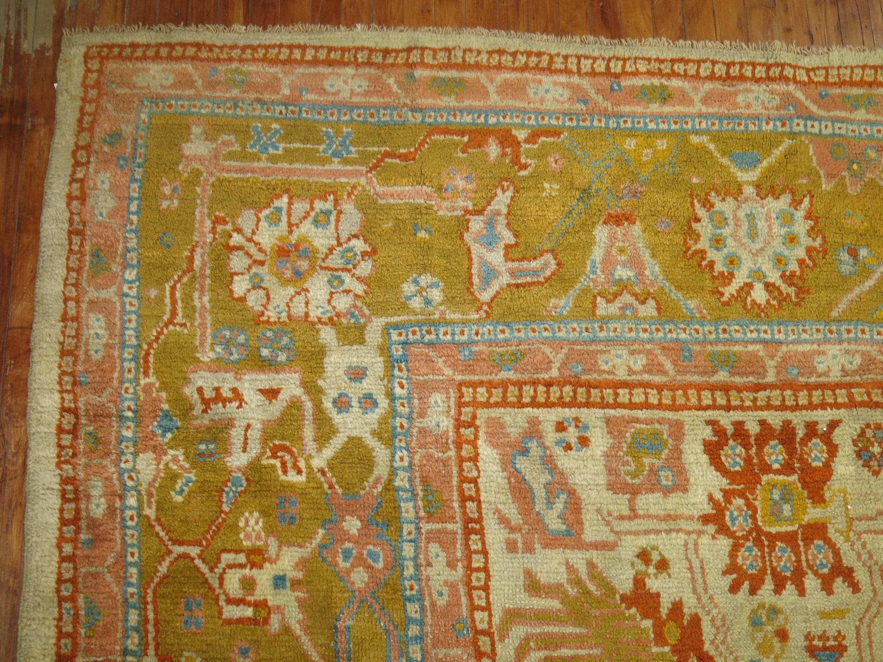 Oversize Antique Turkish Oushak Decorative Rug 7