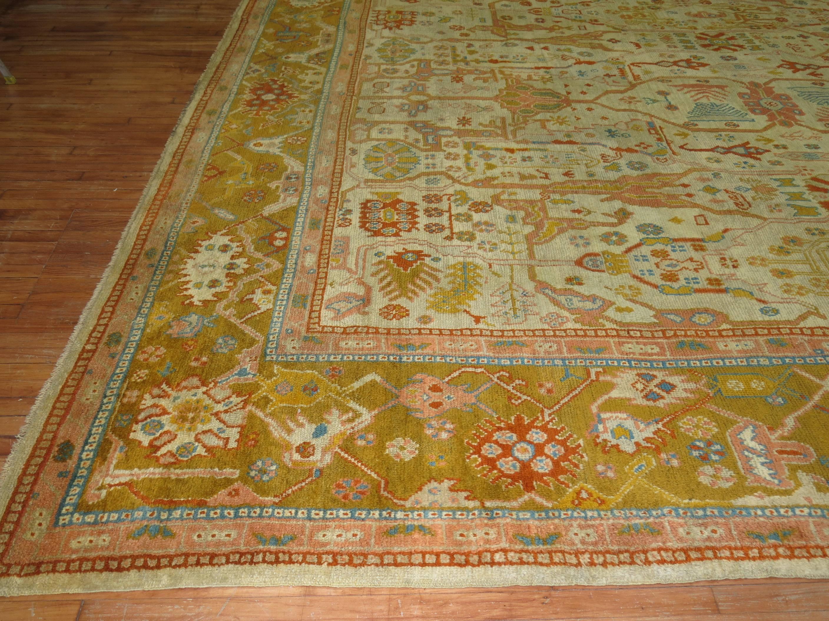 Oversize Antique Turkish Oushak Decorative Rug 2