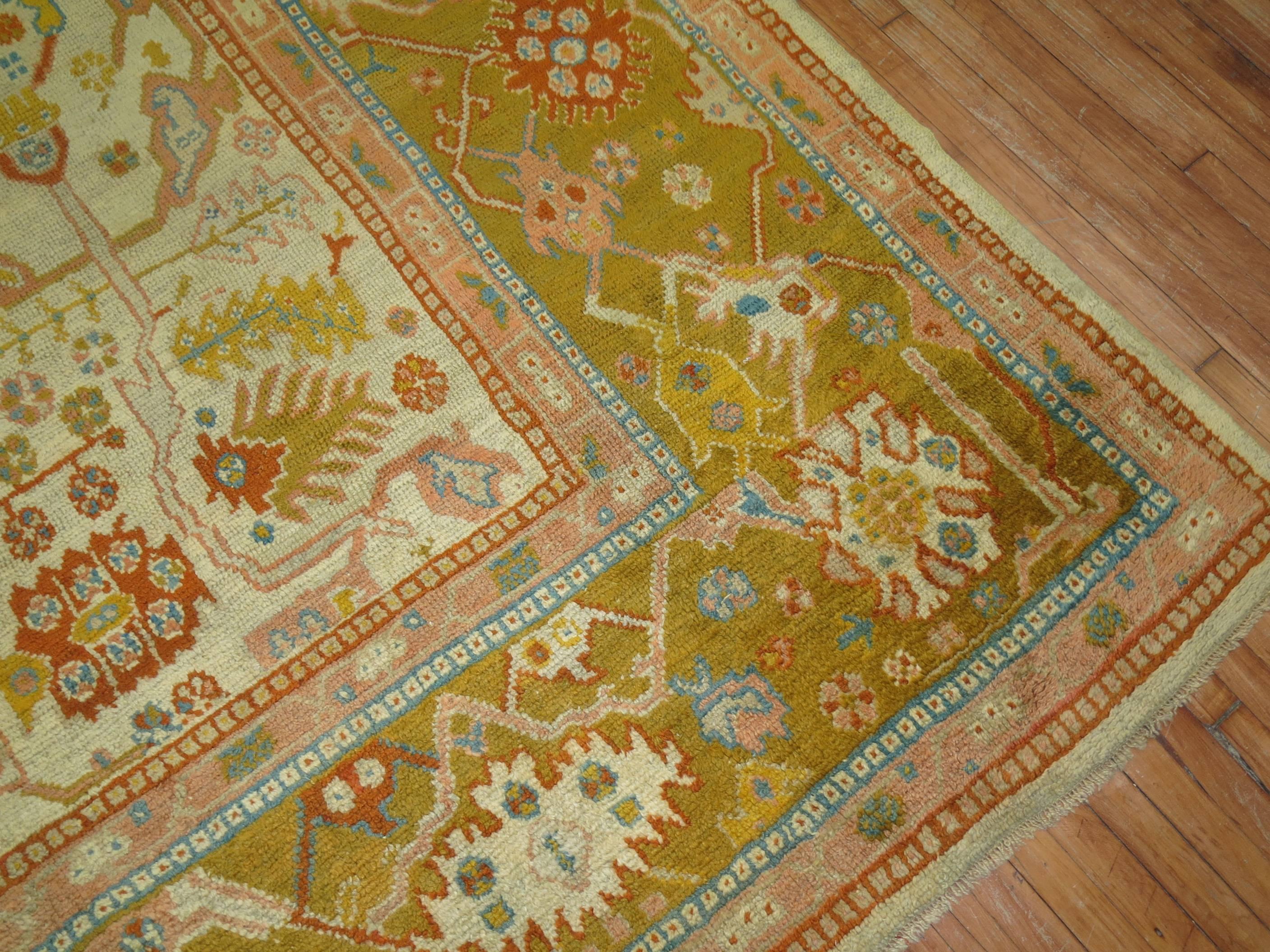 Oversize Antique Turkish Oushak Decorative Rug 9