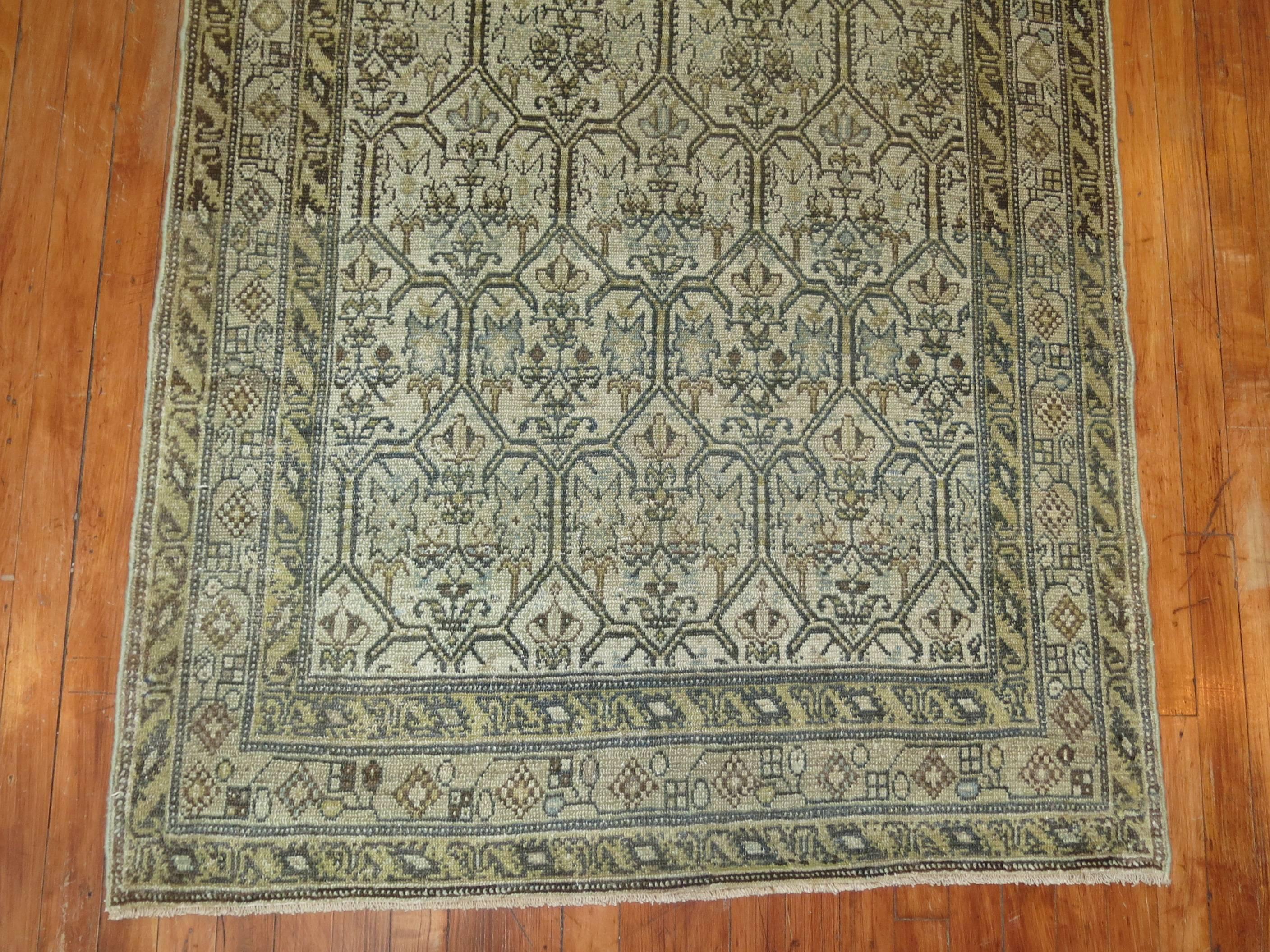 Sultanabad Gray Persian Malayer Earth Tone Runner