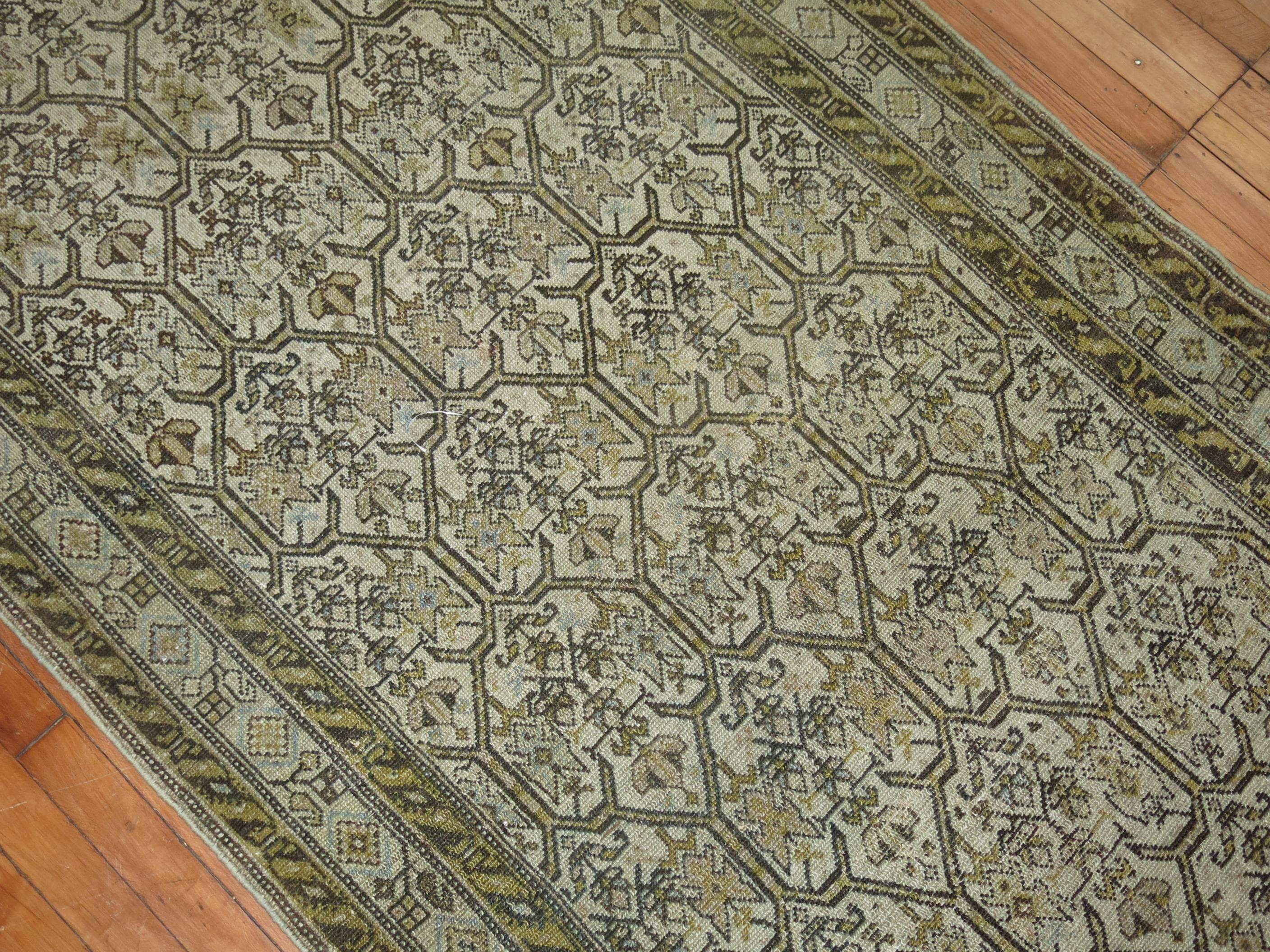 Wool Gray Persian Malayer Earth Tone Runner