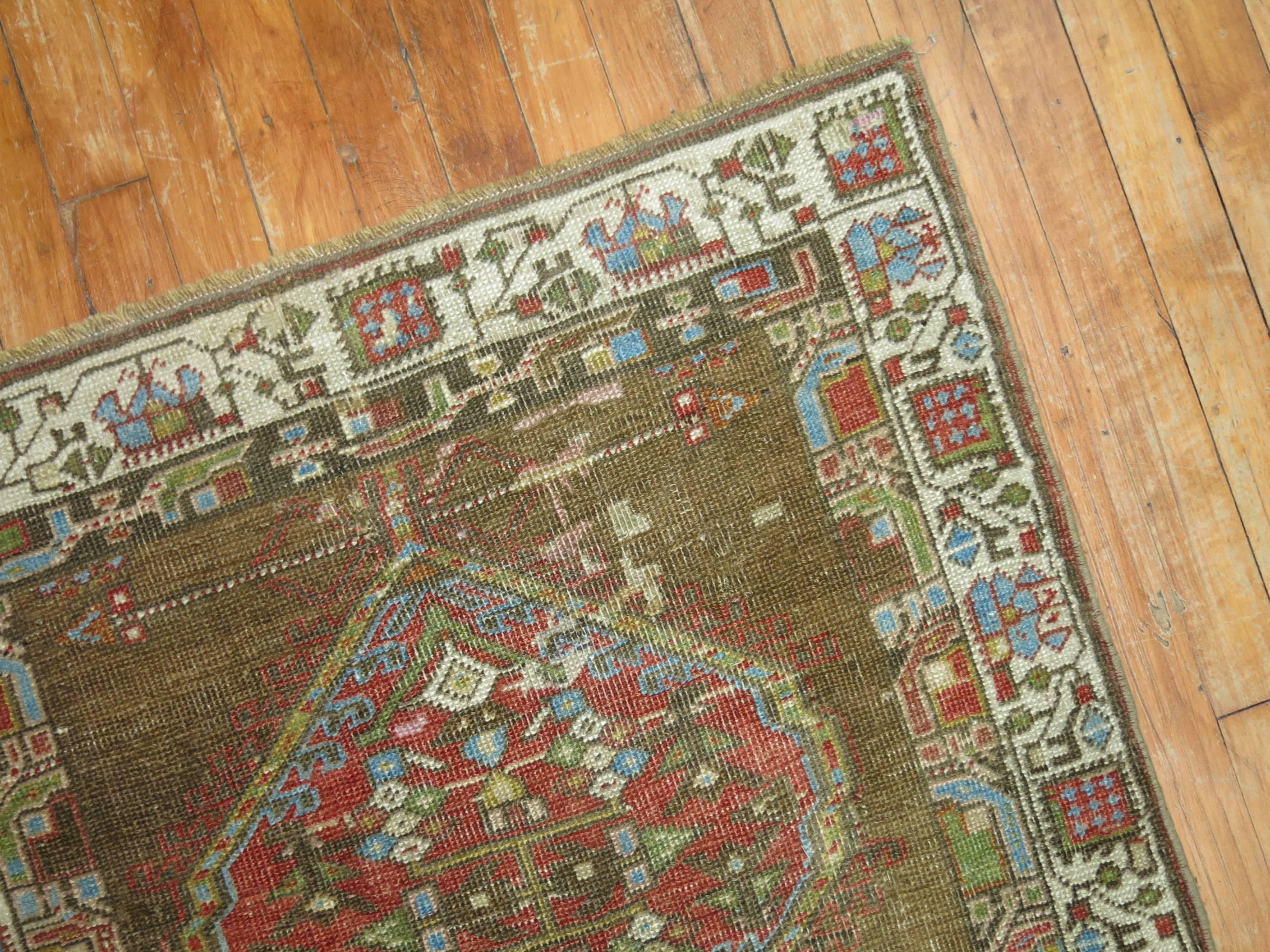 Hand-Woven Tribal Persian Serab Early 20th Century Runner