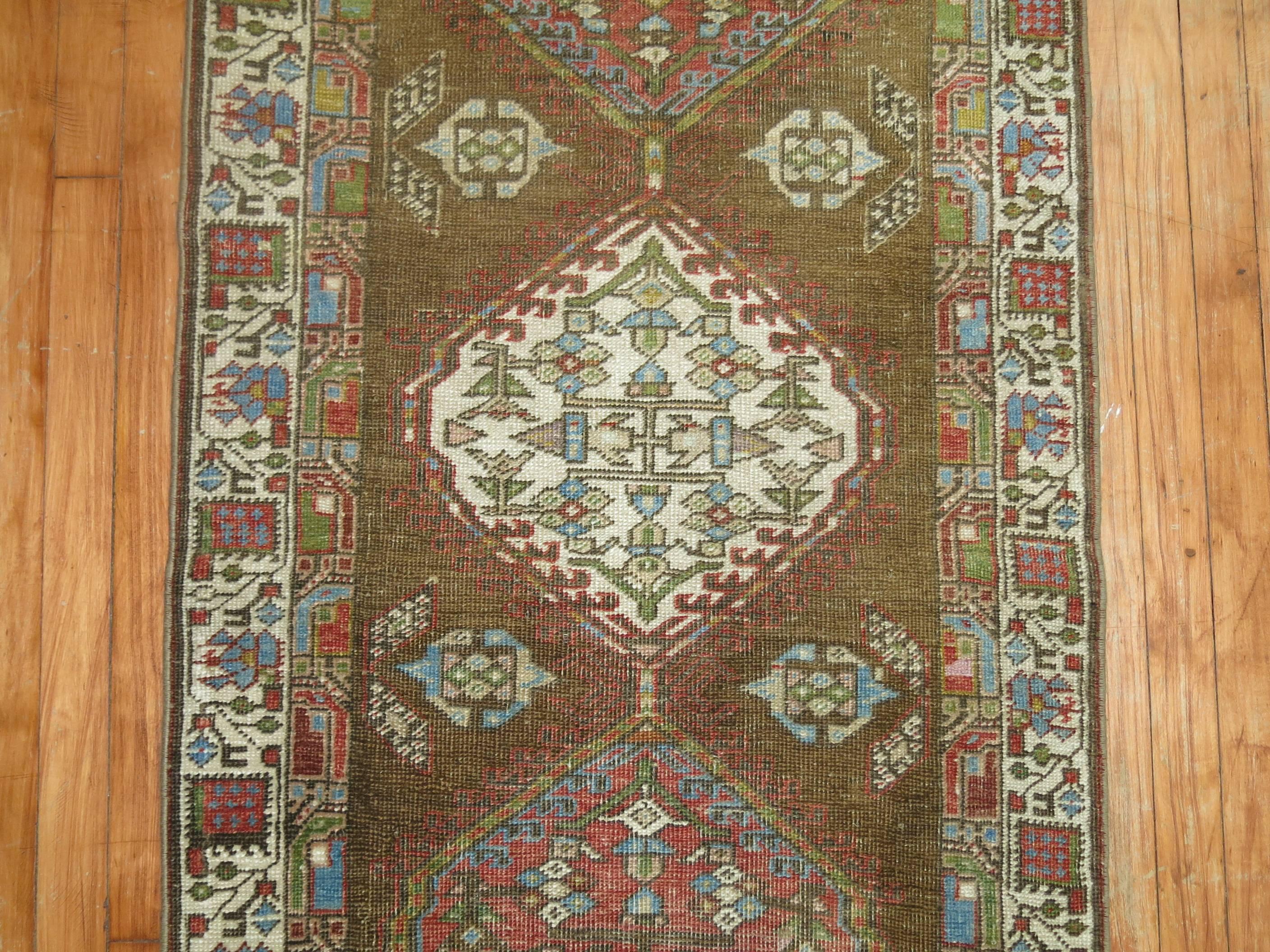 Tribal Persian Serab Early 20th Century Runner In Fair Condition In New York, NY
