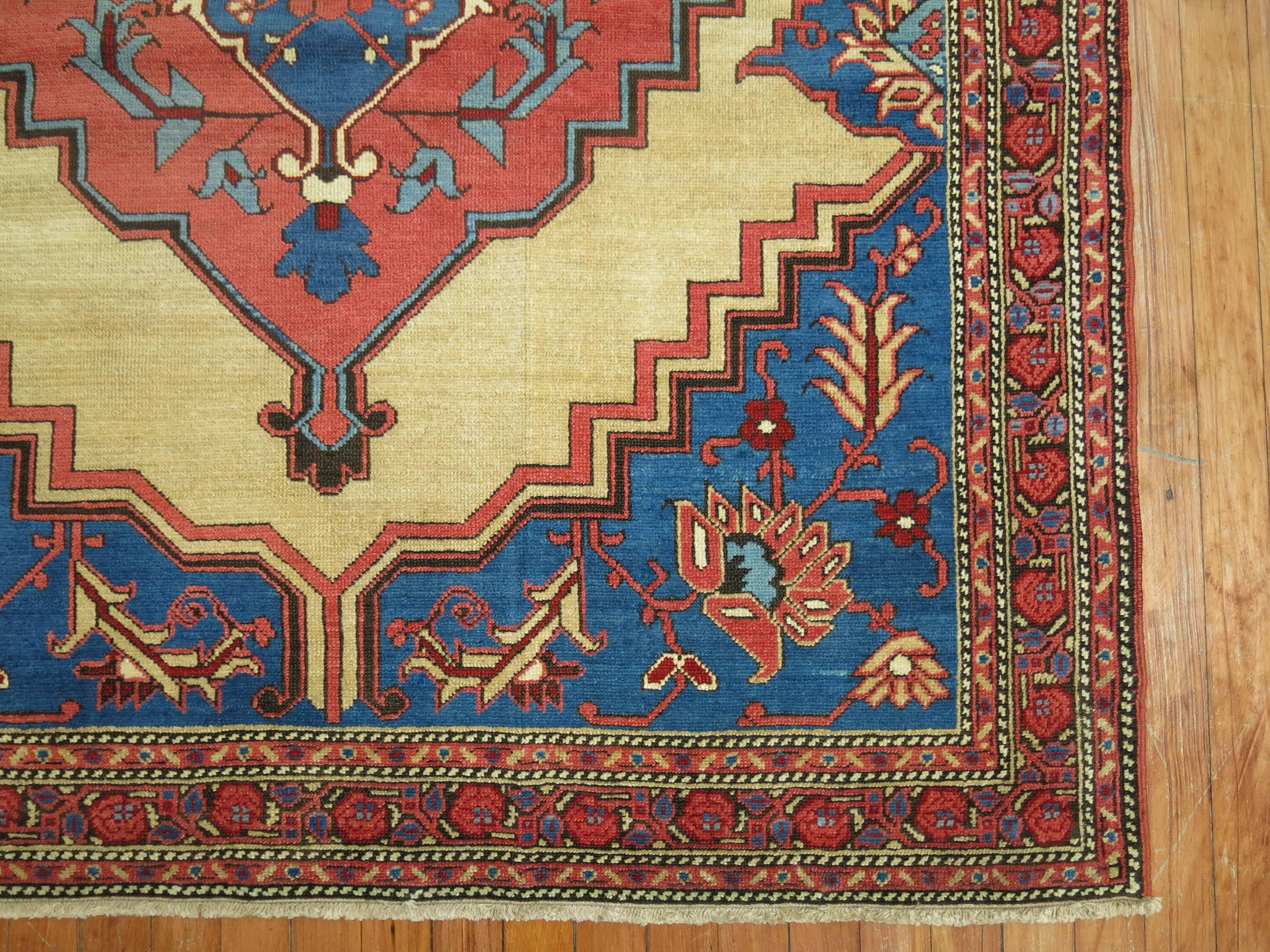 Hand-Woven Antique Persian Bakshaish Carpet