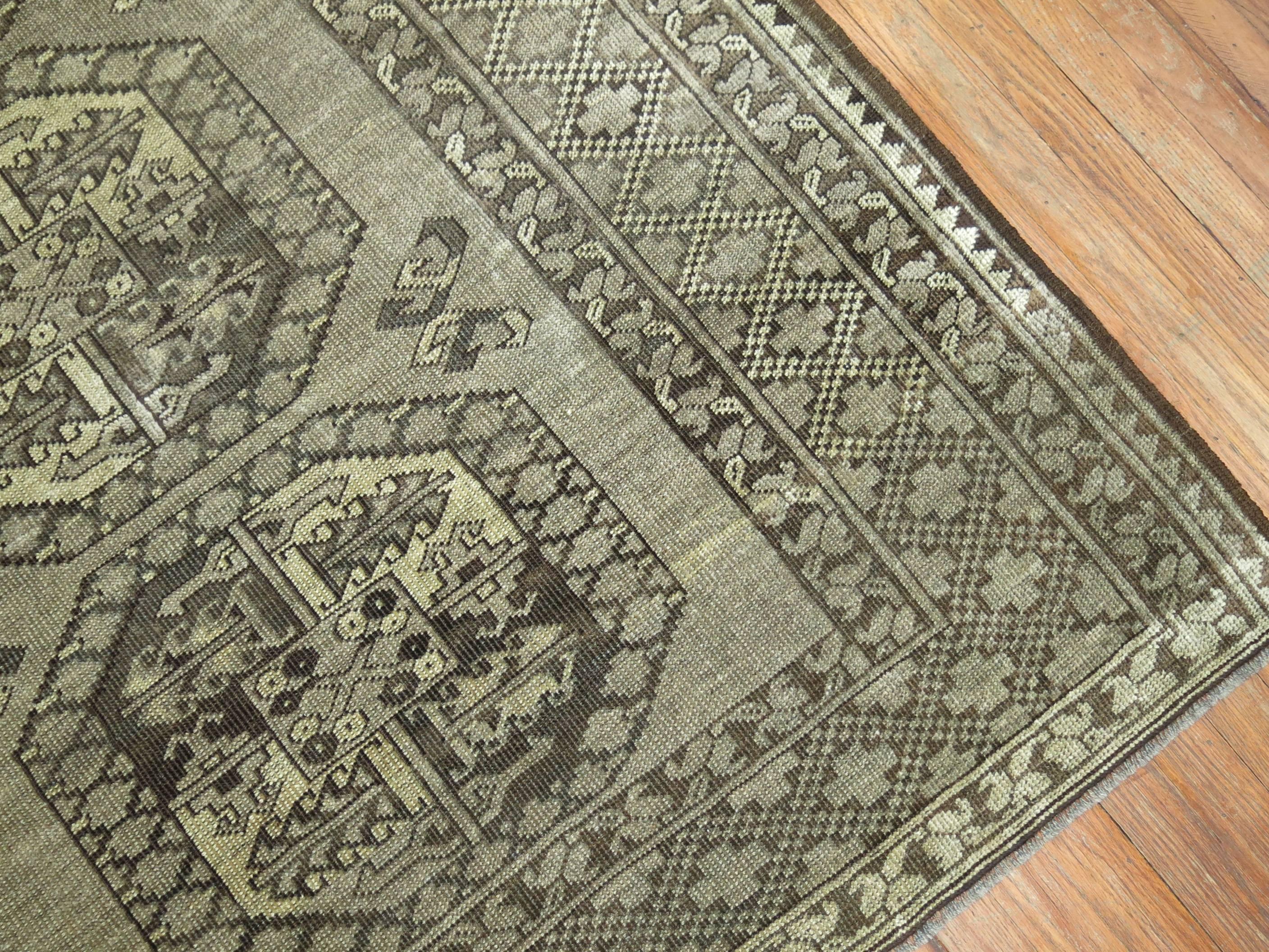 Vintage Ersari Tribal Room Size Rug in Gray and Brown For Sale 1