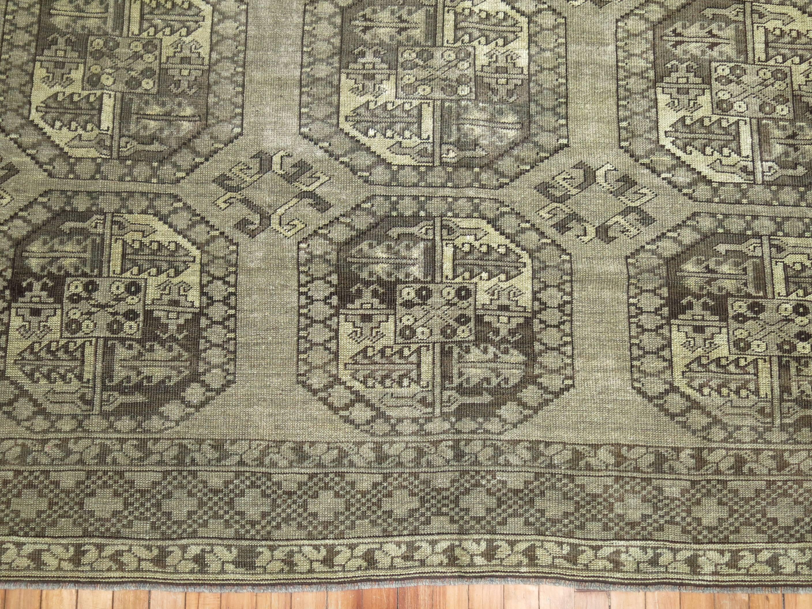Vintage Ersari Tribal Room Size Rug in Gray and Brown For Sale 3