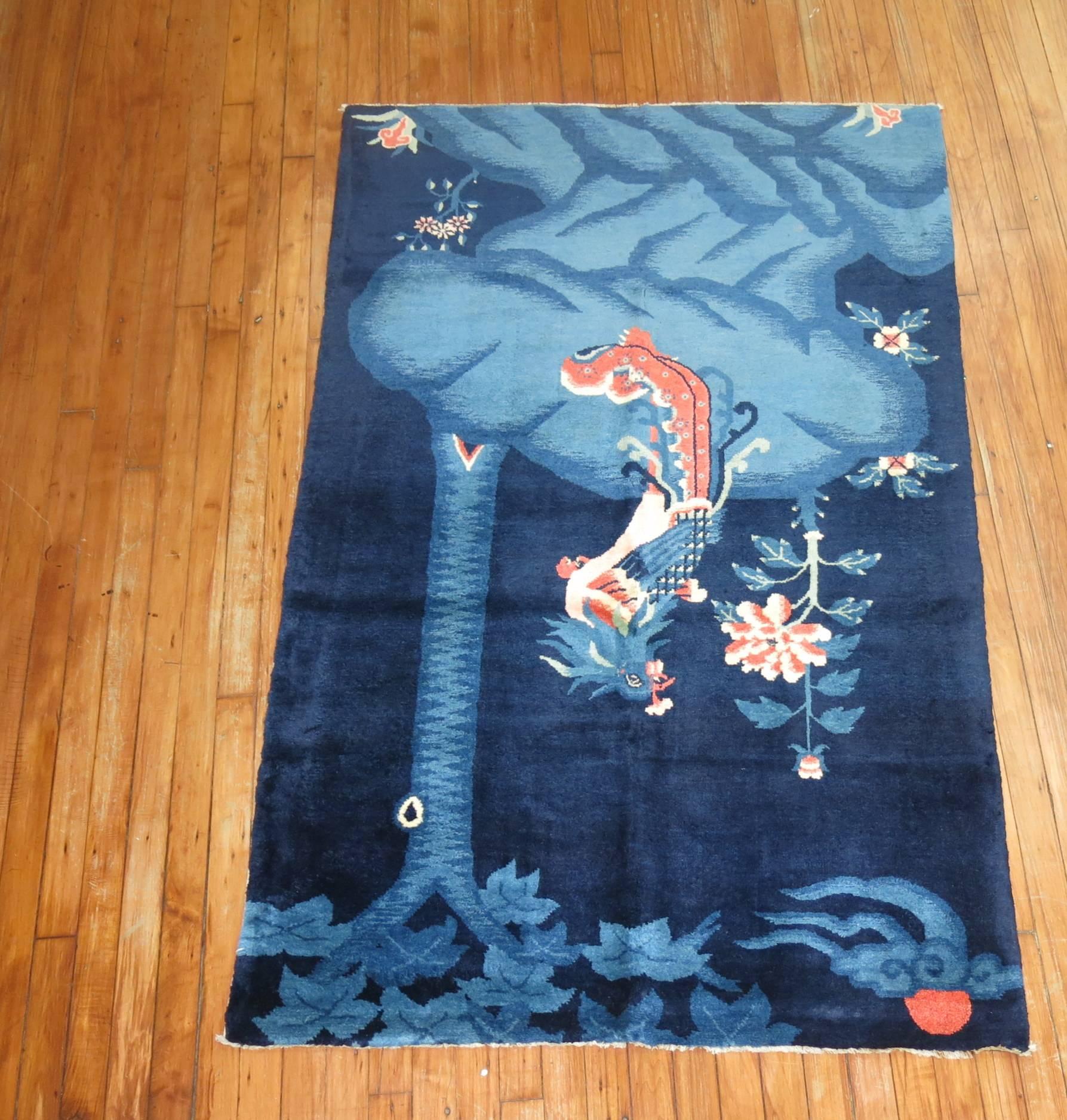 Vintage Chinese Animal Dragon rug in excellent full pile condition.