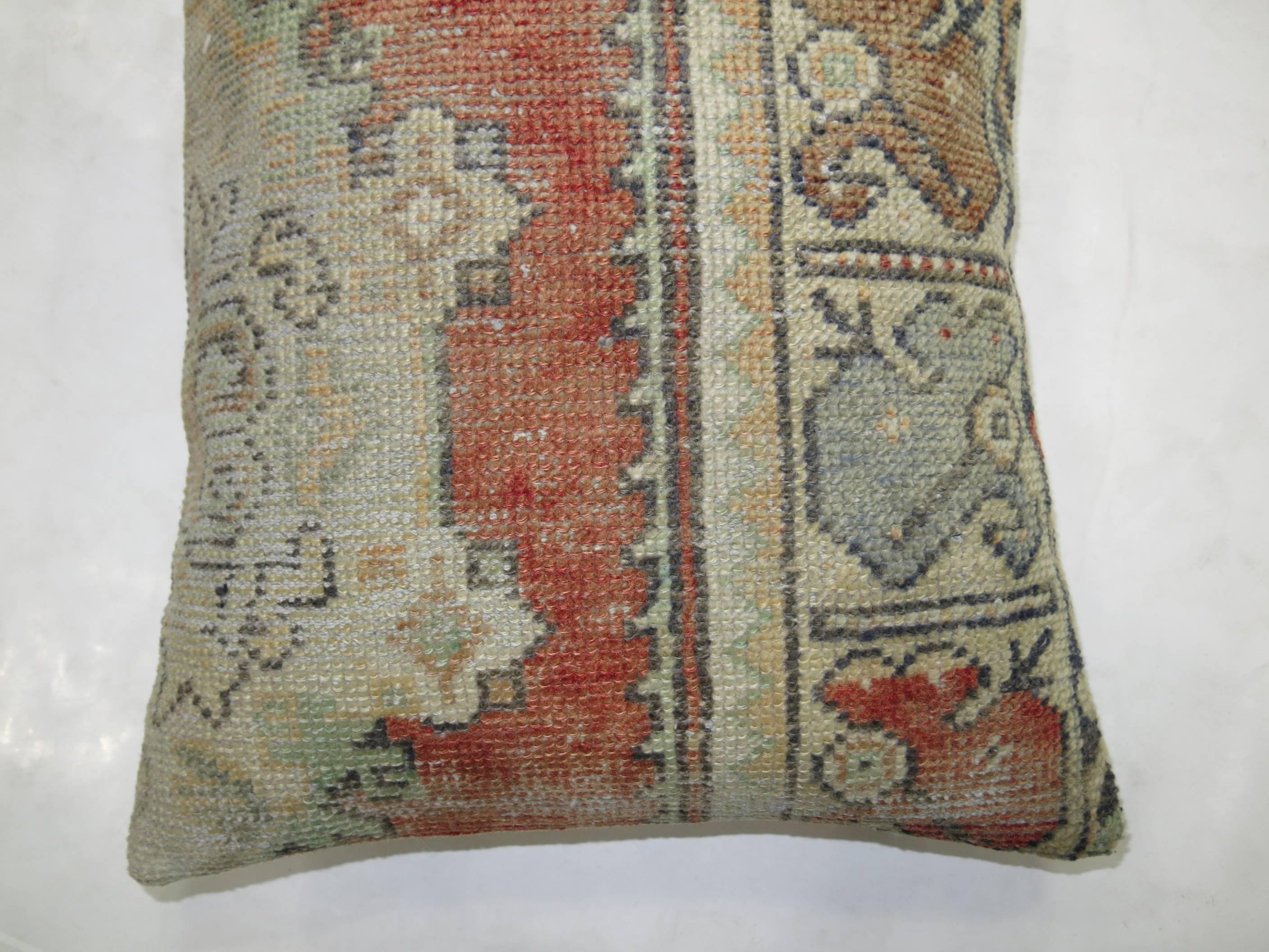 Vintage Oushak Anatolian Large Rug Pillow In Good Condition In New York, NY