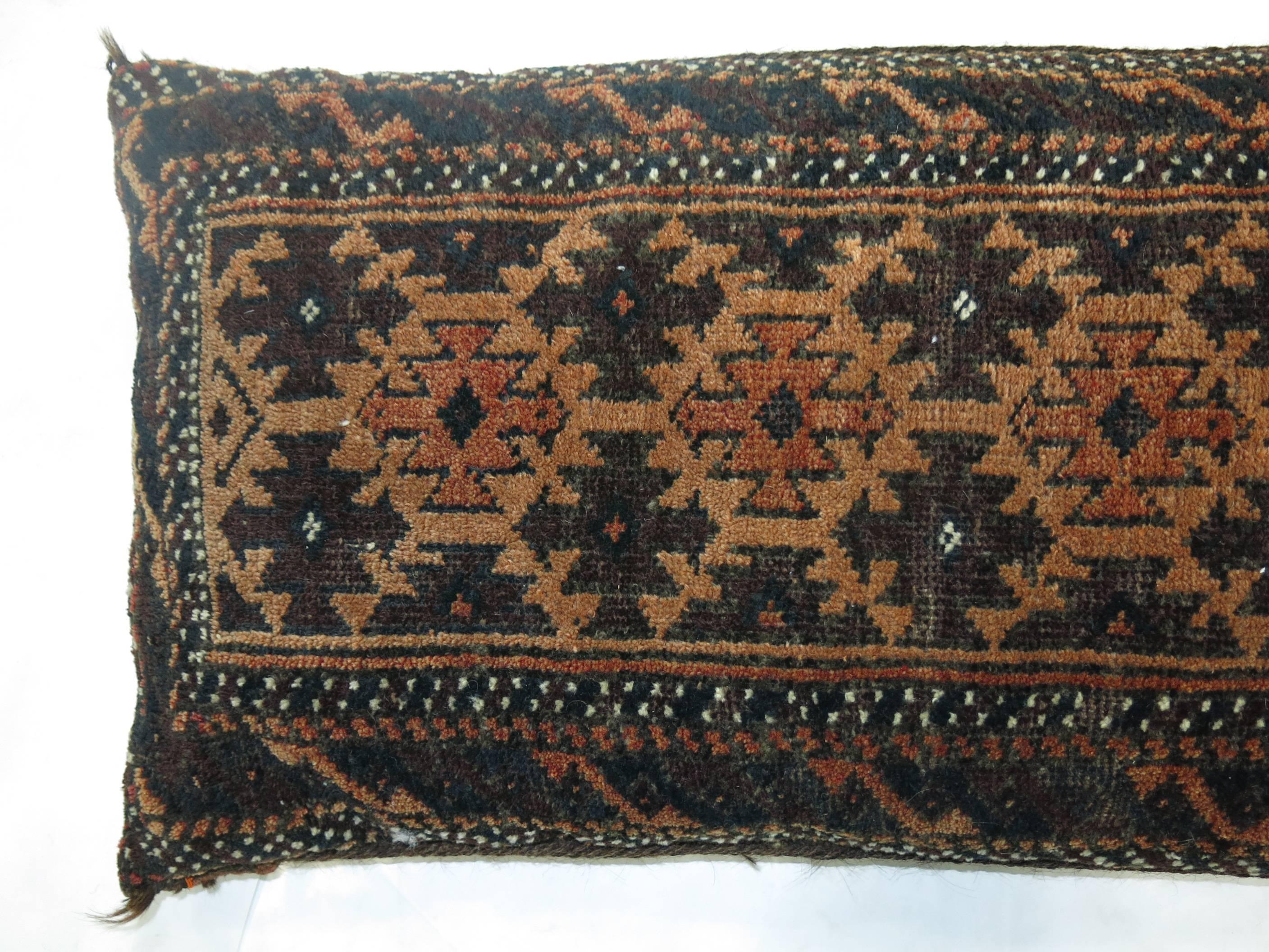 Hand-Woven Rustic Tribal Floor Rug Pillow