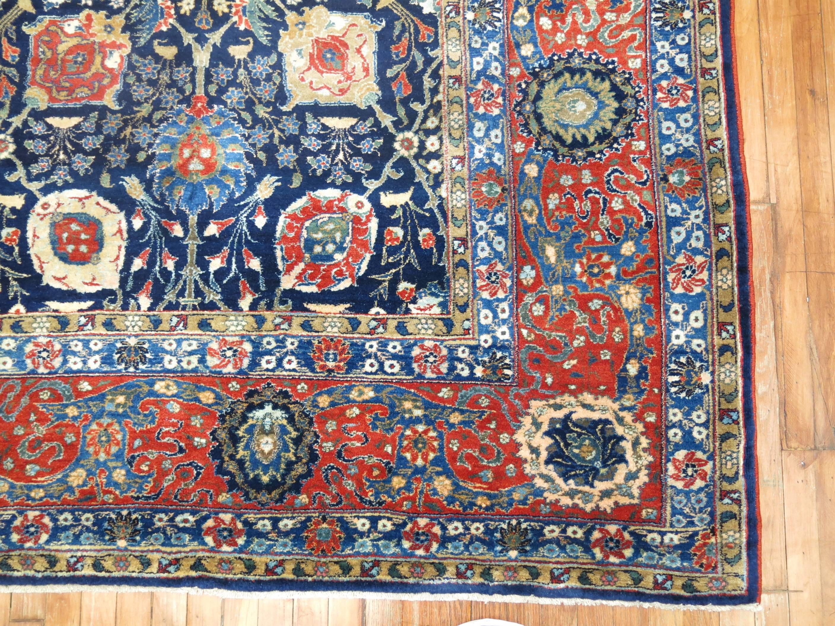 Campaign Antique Persian Tabriz Full Pile Carpet