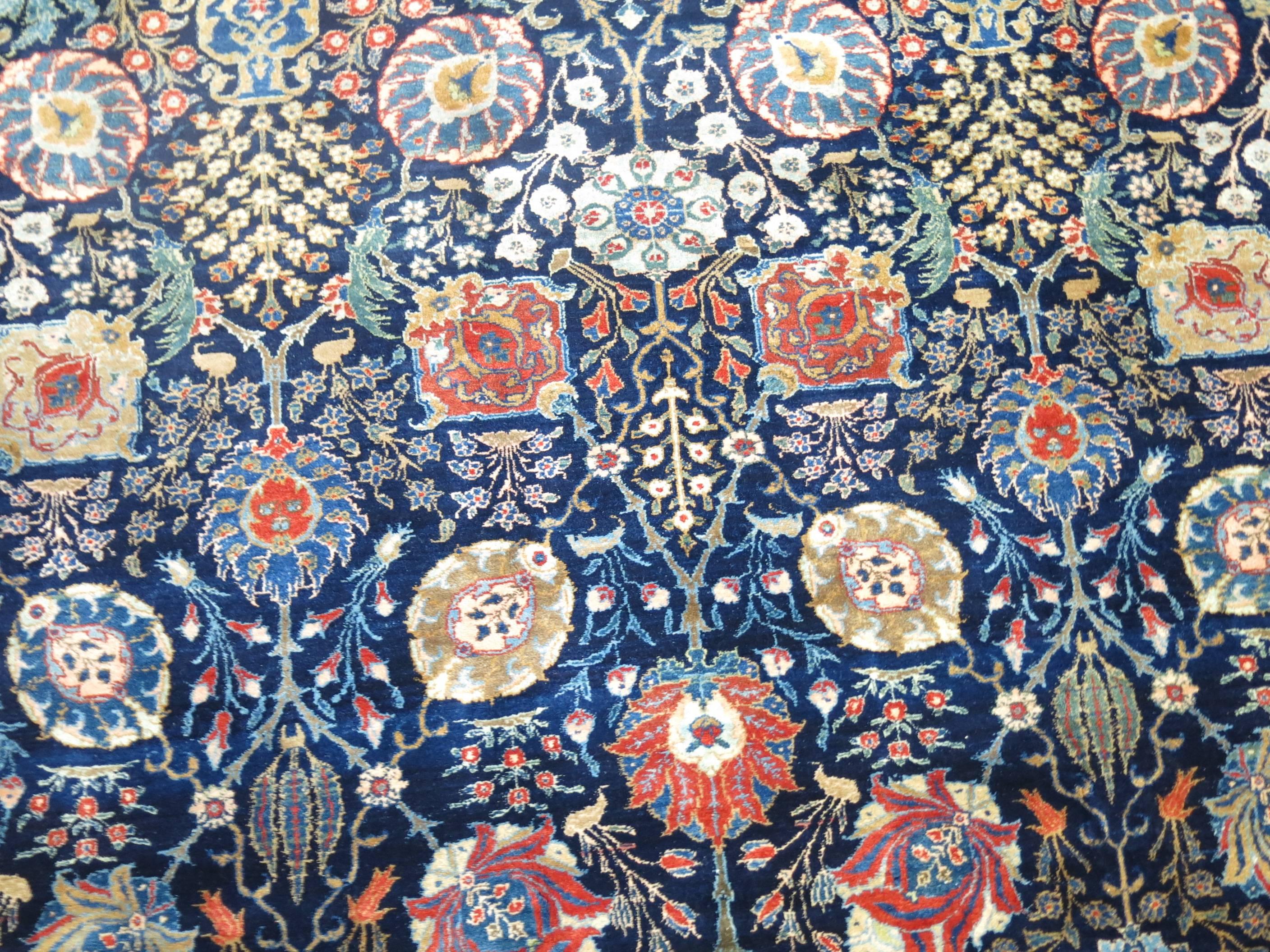 Antique Persian Tabriz Full Pile Carpet In Excellent Condition In New York, NY