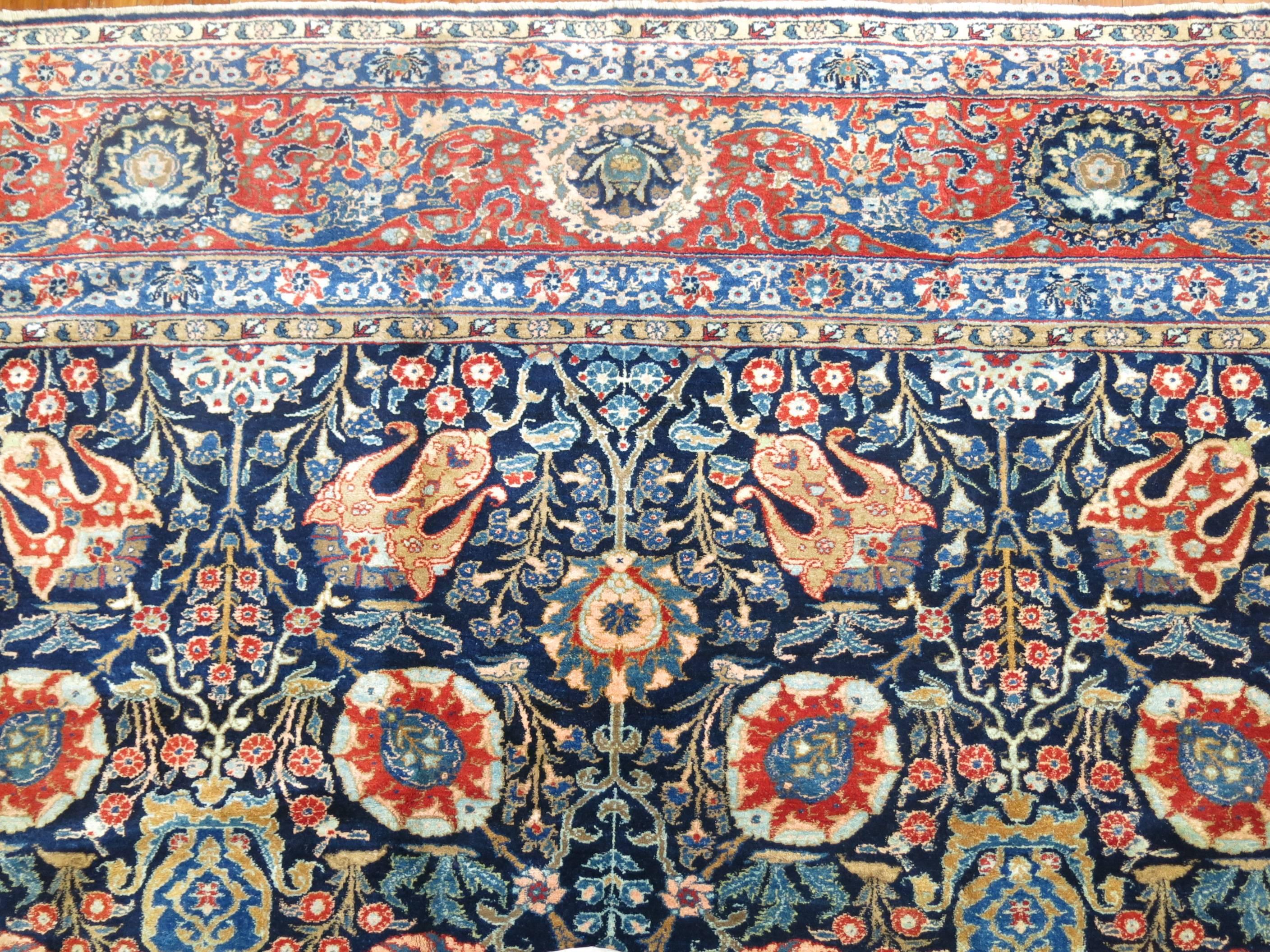 Antique Persian Tabriz Full Pile Carpet 3