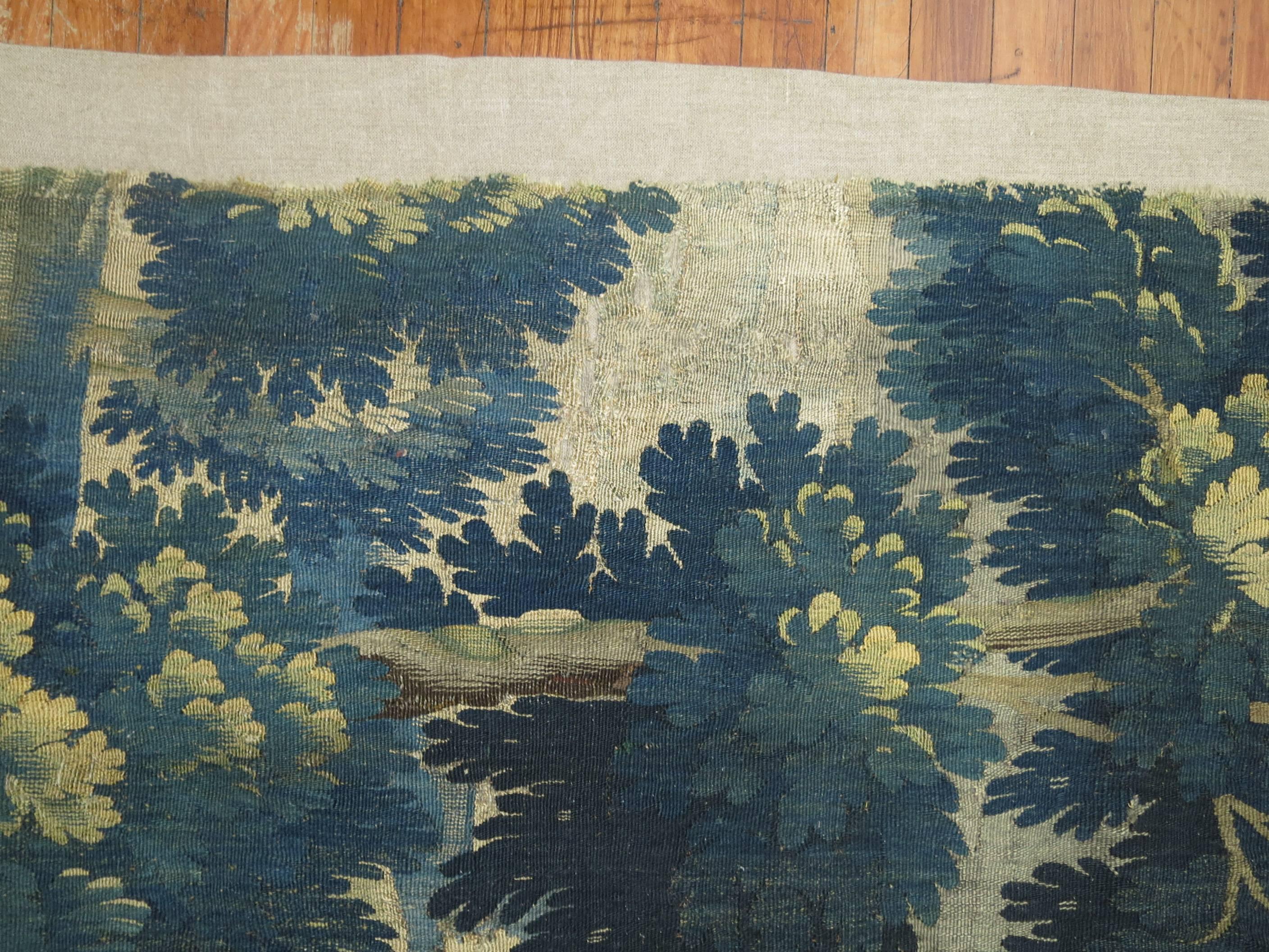 French Verdure Tapestry on Linen